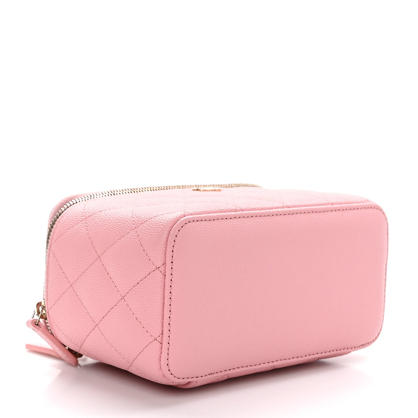 Caviar Quilted Small Vanity Case With Chain Pink
