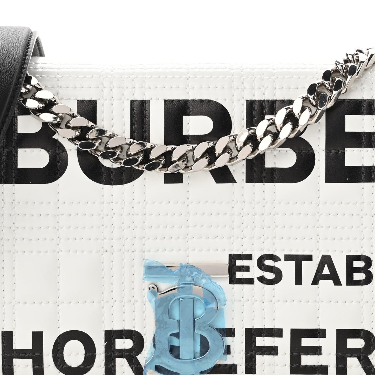 Patent Quilted Horseferry Print Small Lola Bag White