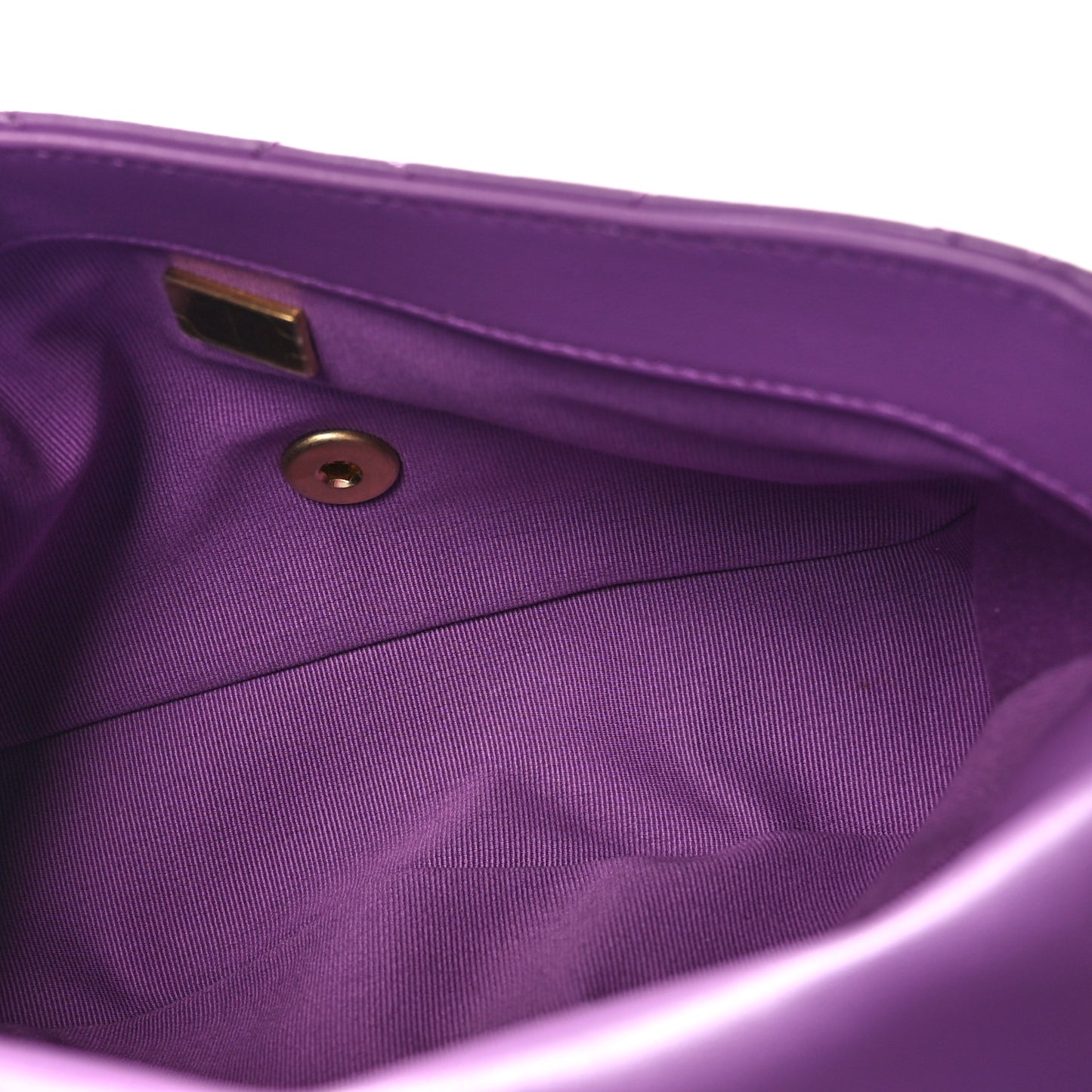 Lambskin Quilted Small Lacquered Chain Flap Purple