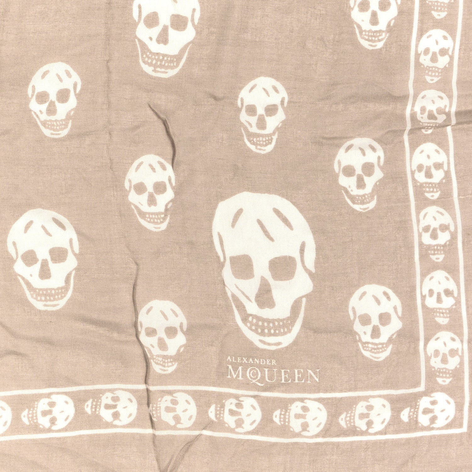 Alexander McQueen Silk Chiffon Skull Scarf Beige Ivory 2 of 5