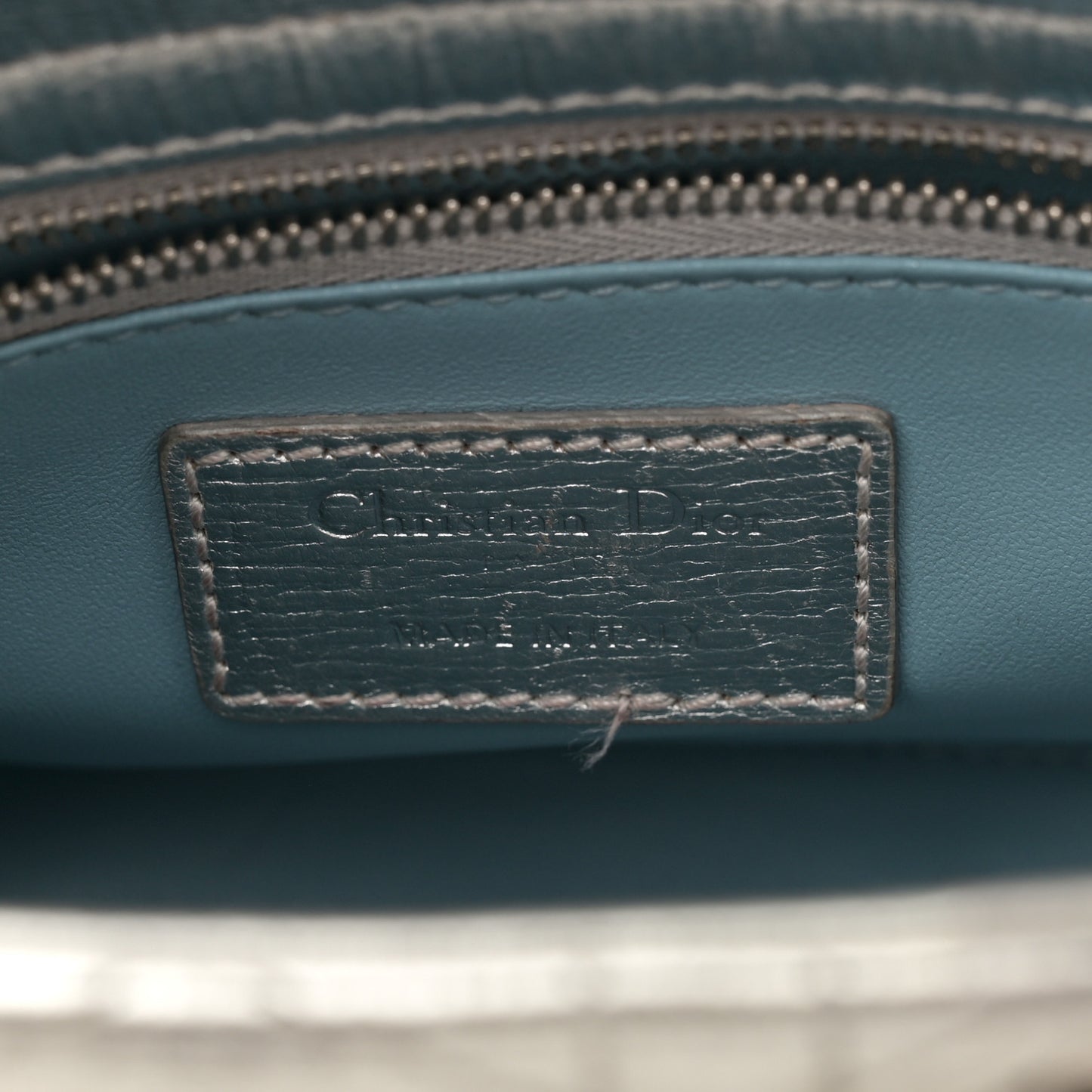 Metallic Grained Calfskin Cannage Small Lucky Badges My Lady Dior Silver