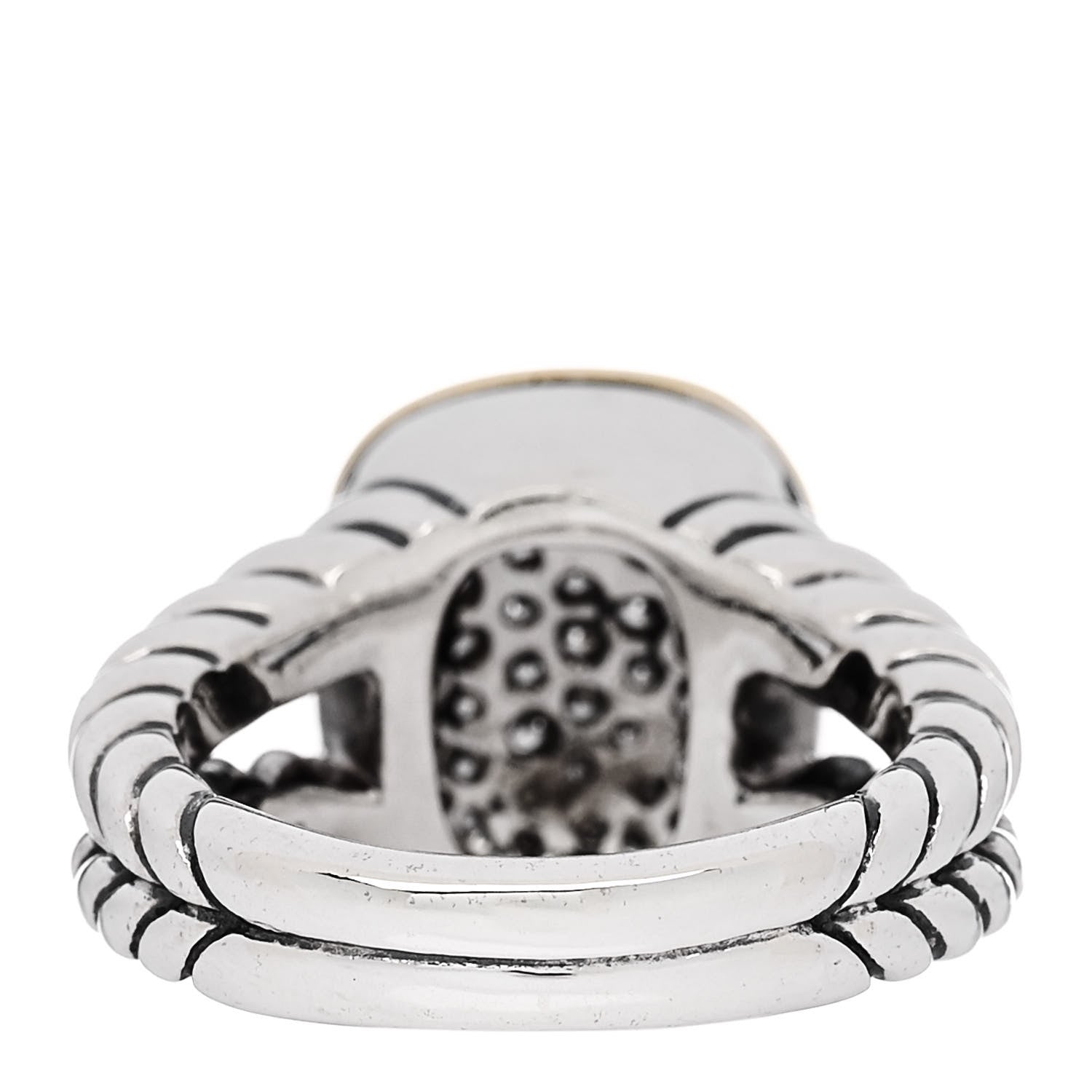 David Yurman Sterling Silver 18K Yellow Gold Diamond 15mm Albion Statement Ring 54 7 4 of 5