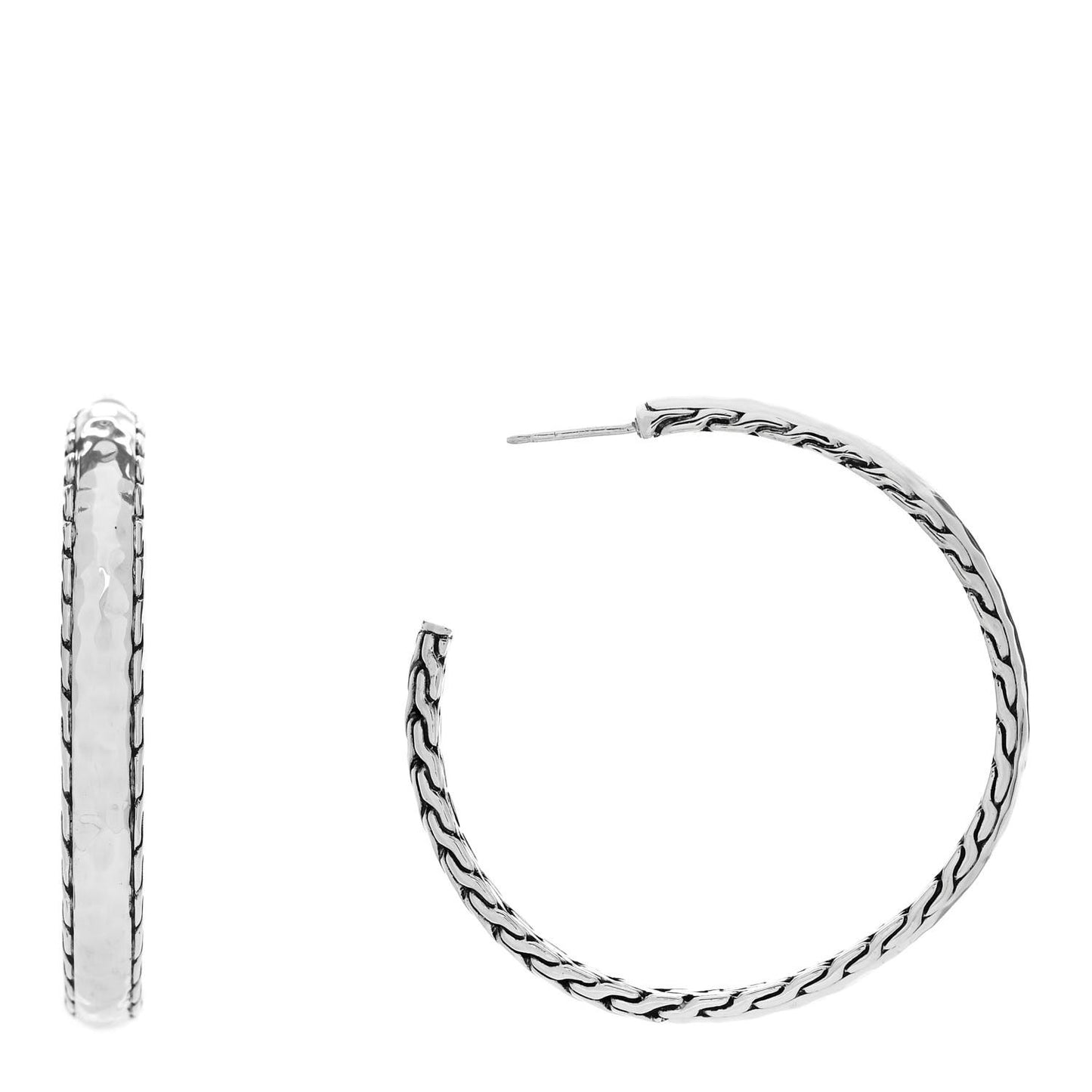 Sterling Silver Classic Chain Hoop Earrings
