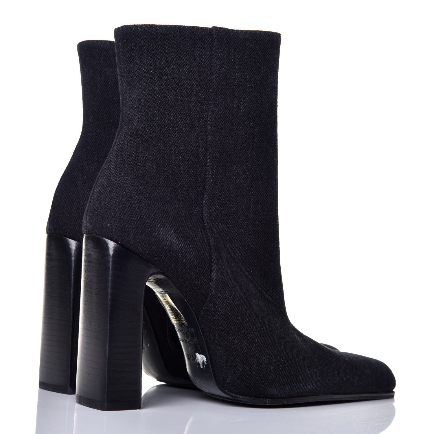 Balenciaga Denim 110mm Round Toe Ankle Boots 37.5 Black 4 of 10