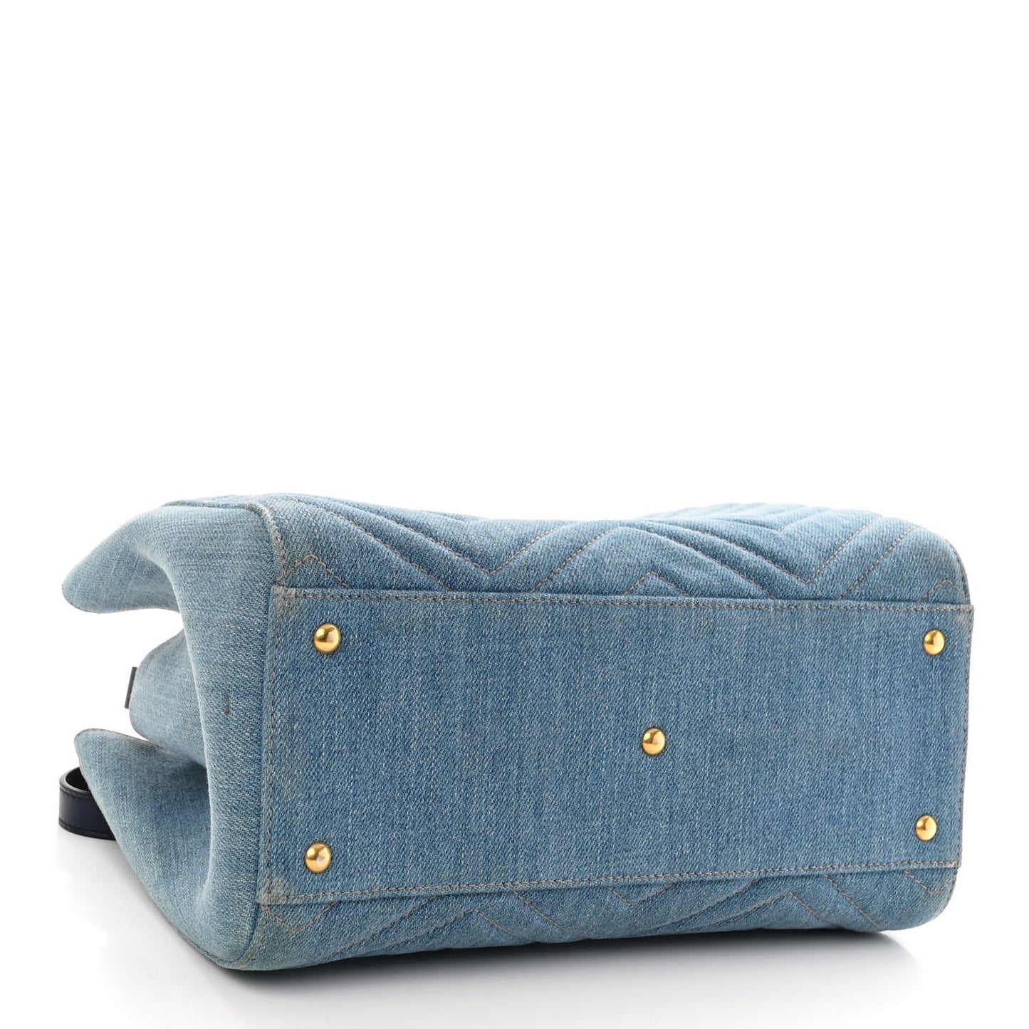 Denim Matelasse Small Pearly GG Marmont Tote Blue