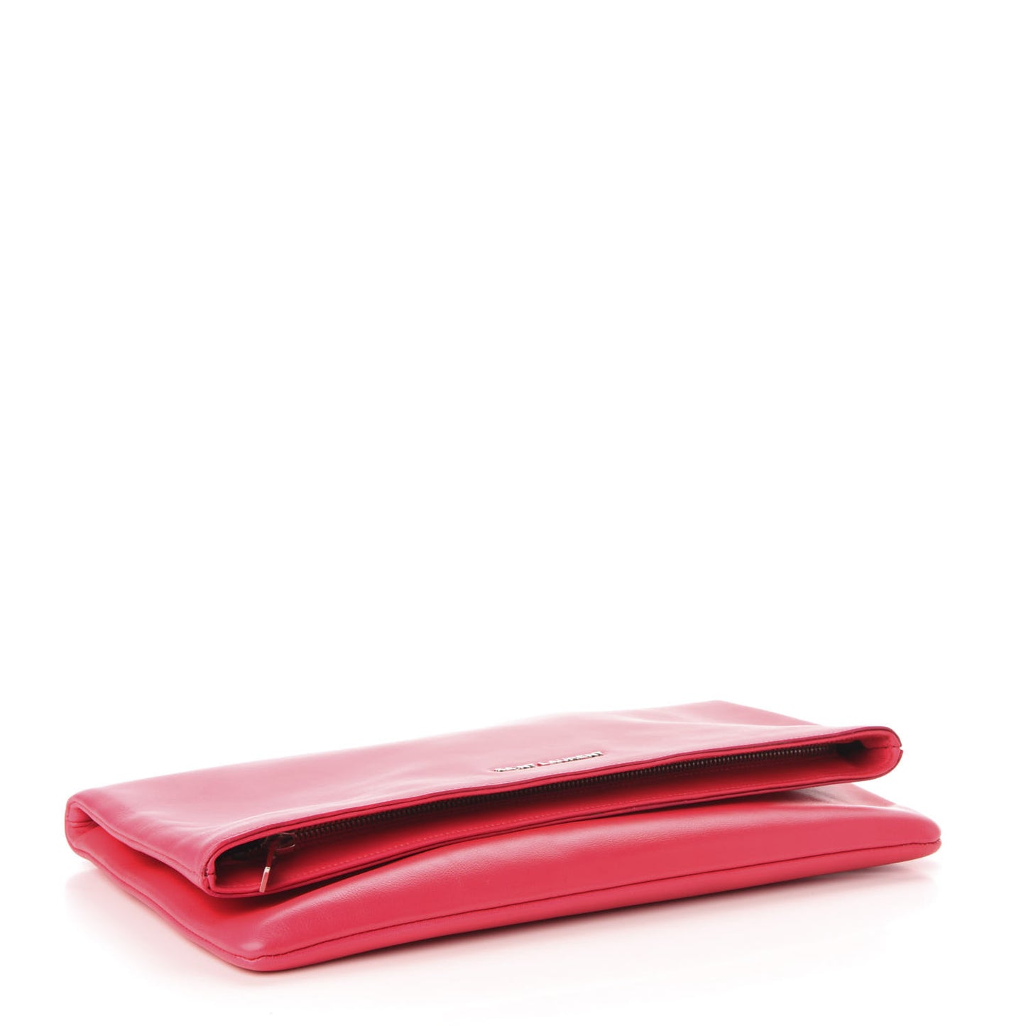 Smooth Calfskin Letters Fold-Over Clutch Fuchsia