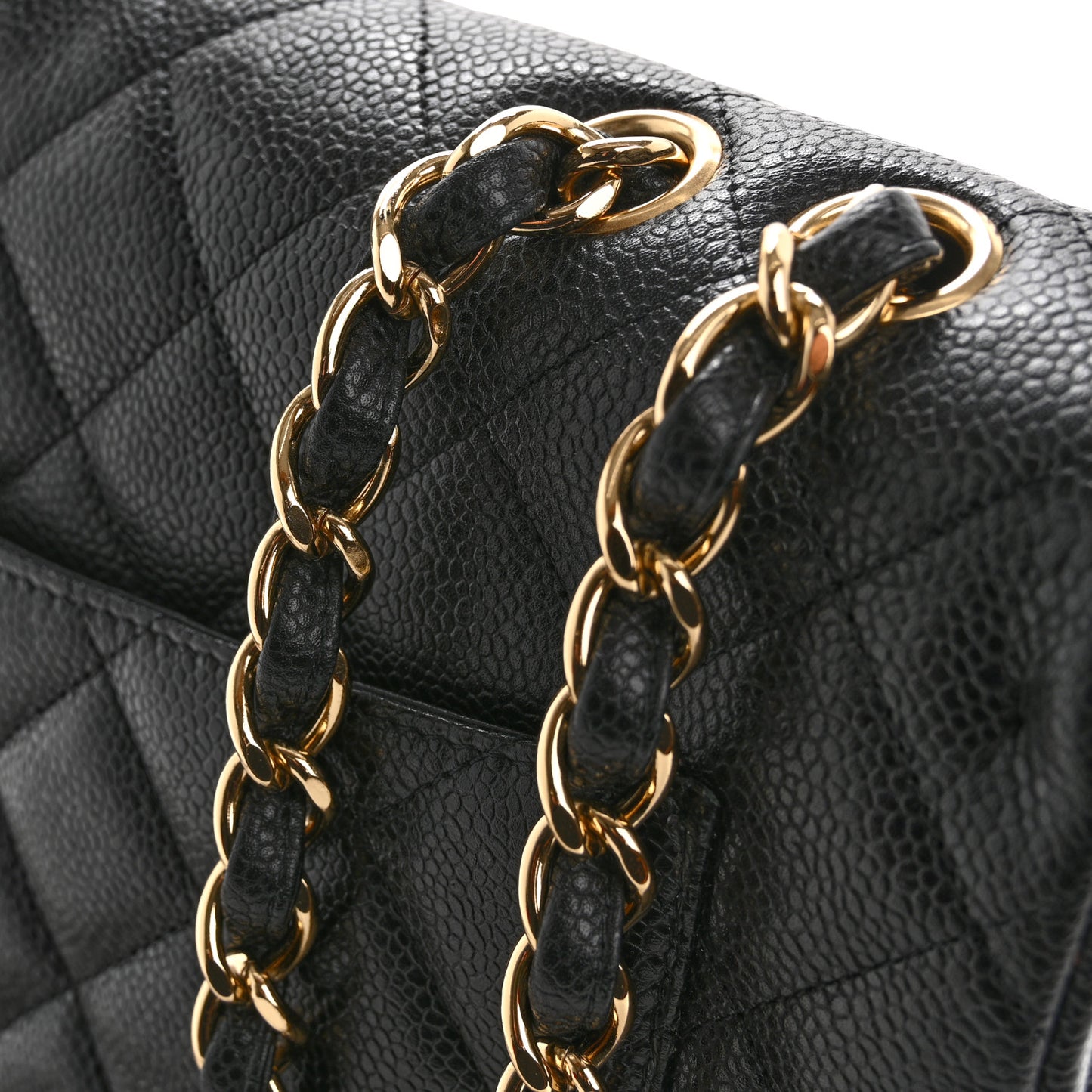Caviar Quilted Jumbo Double Flap Black