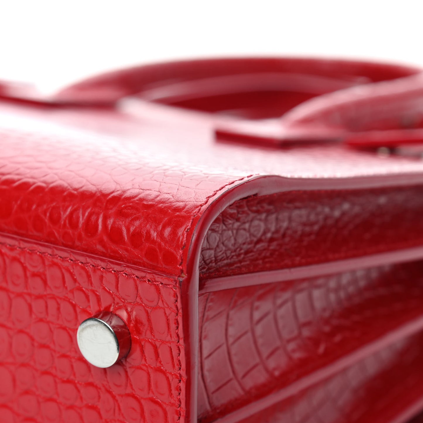 Calfskin Crocodile Embossed Baby Sac De Jour Red