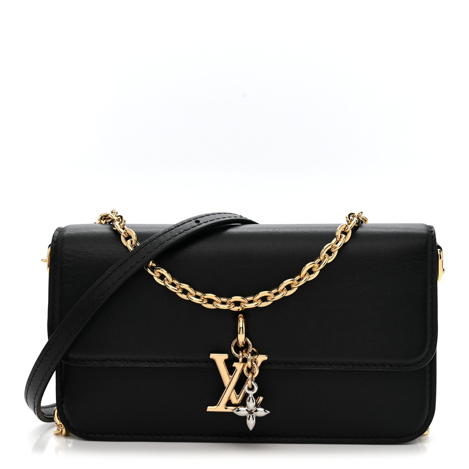 Louis Vuitton Calfskin LV Bloom Wallet On Chain Black 1840041