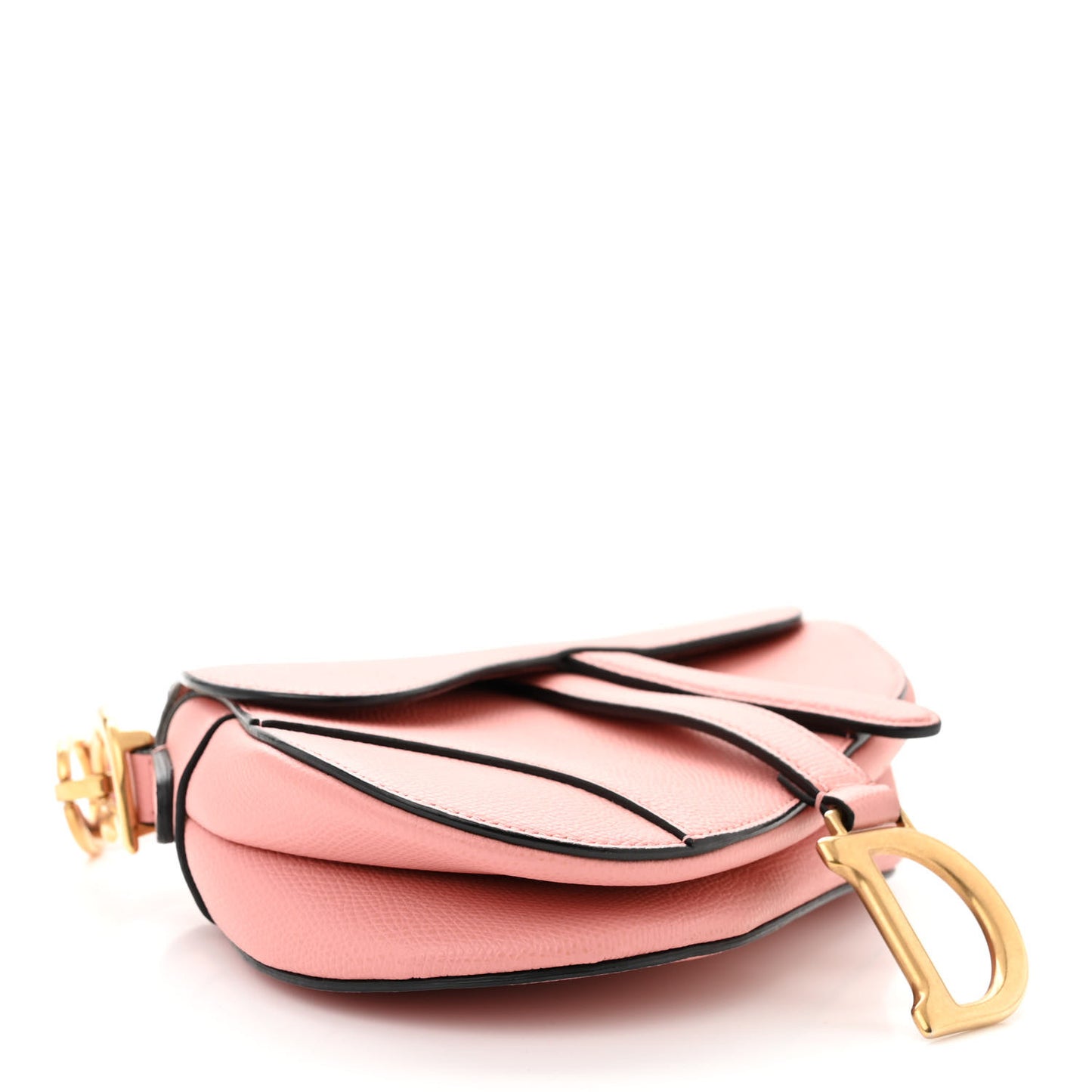 Grained Calfskin Mini Saddle Bag Pink