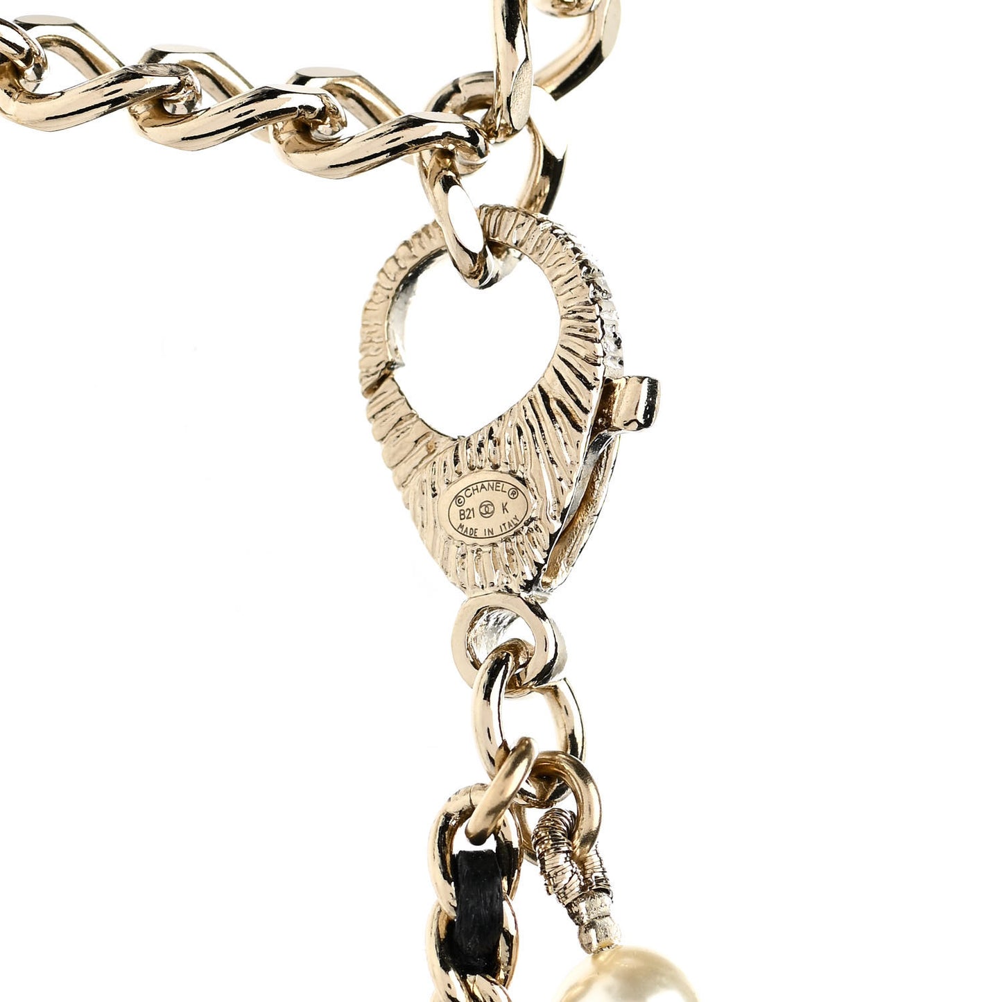 Pearl Crystal Lambskin CC Choker Gold Black