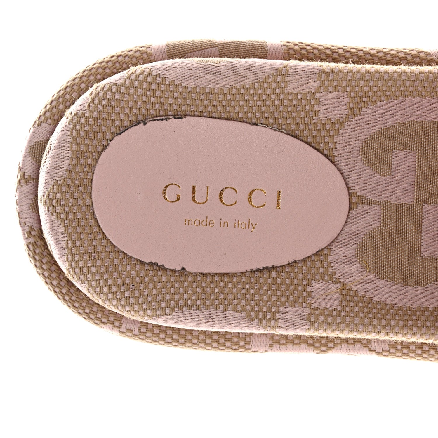 Gucci Monogram Jumbo GG Angelina Platform 55mm Slide Sandals 36 Beige Perfect Pink 7 of 9