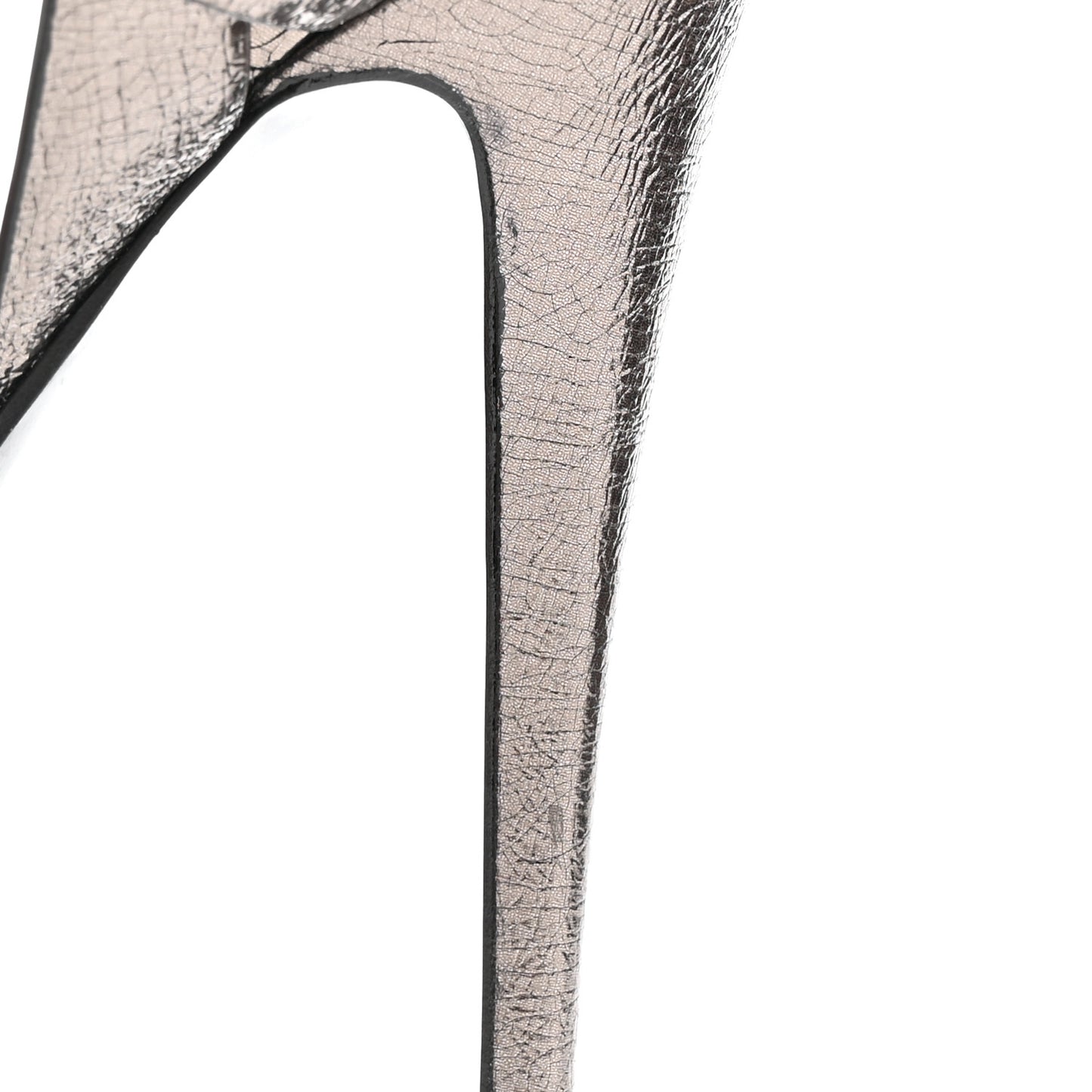 Metallic Supercrack Calfskin Tribute 105 Platform Sandals 39 Gunmetal