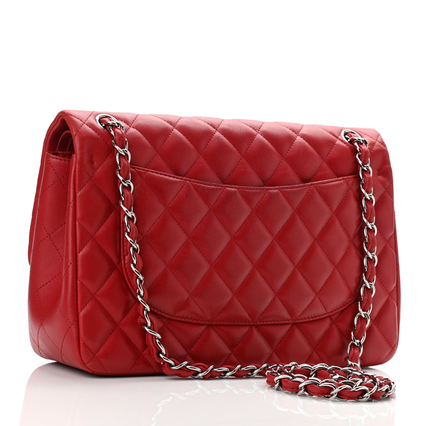 Lambskin Quilted Jumbo Double Flap Red