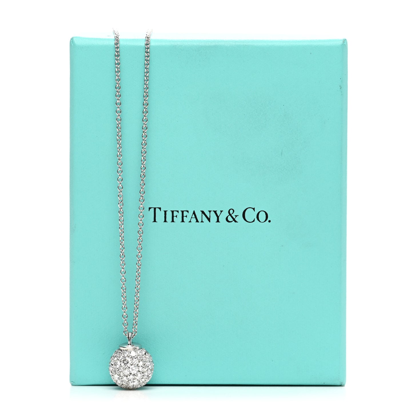 18K White Gold Diamond 12mm HardWear Ball Pendant Necklace