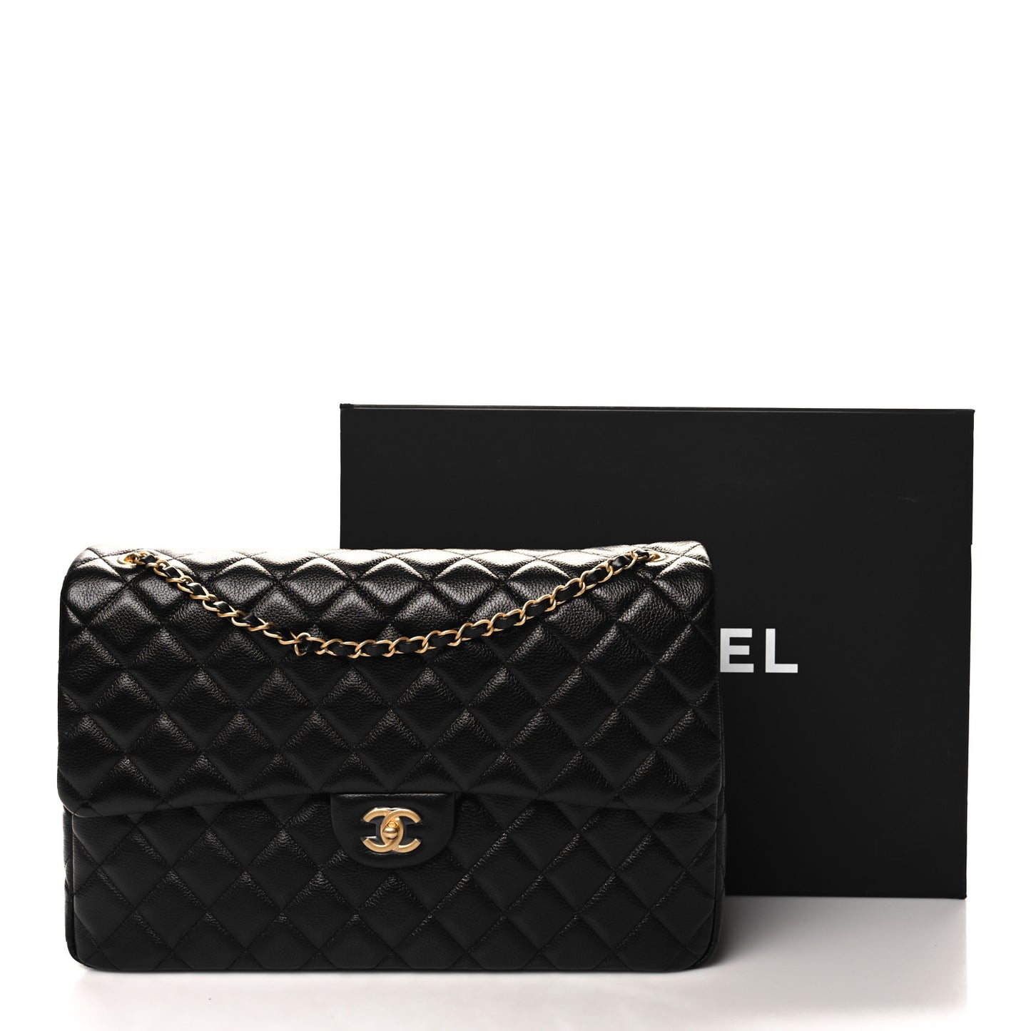 Caviar Quilted XXL Travel Flap Bag Black