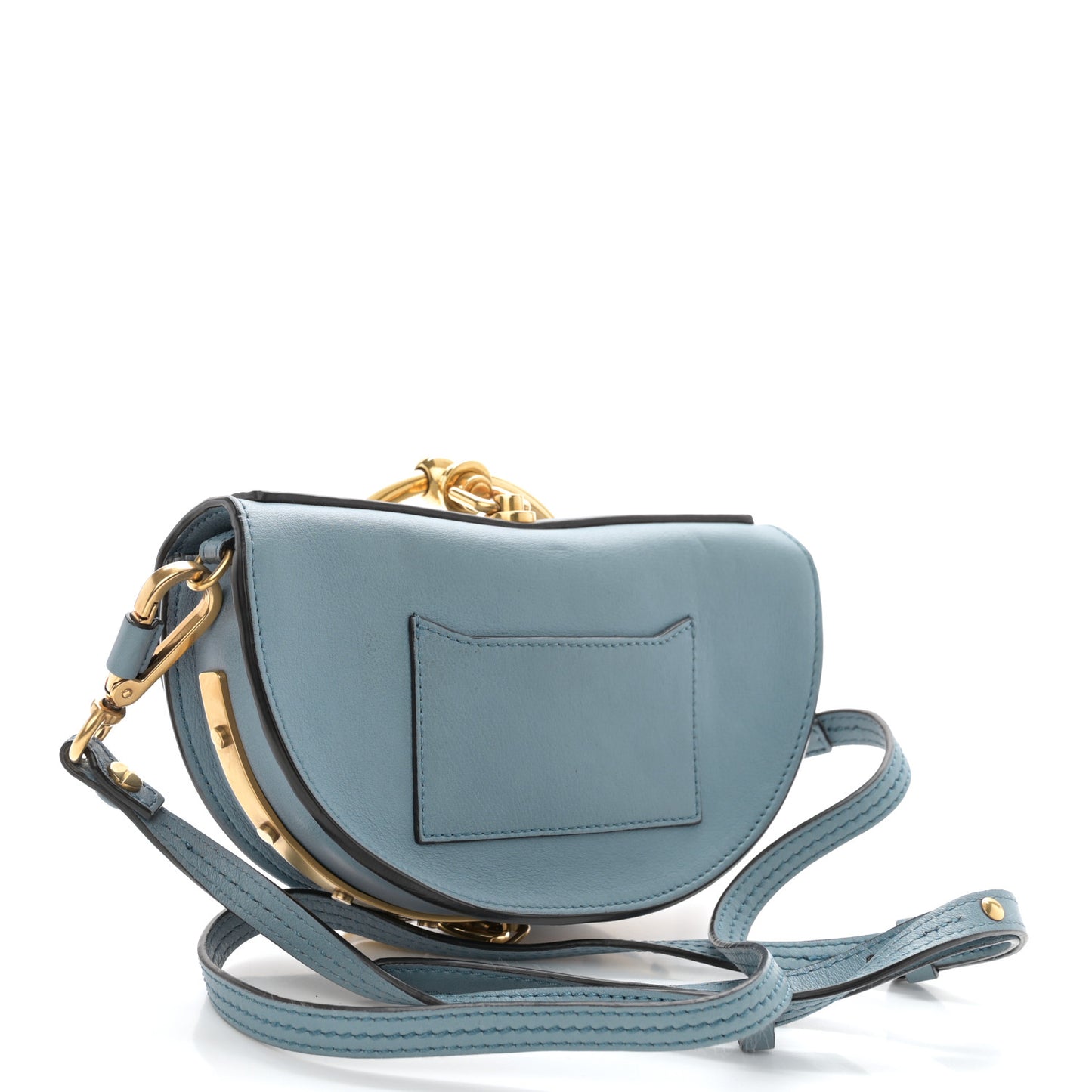 Calfskin Small Nile Bracelet Minaudiere Bag Washed Blue
