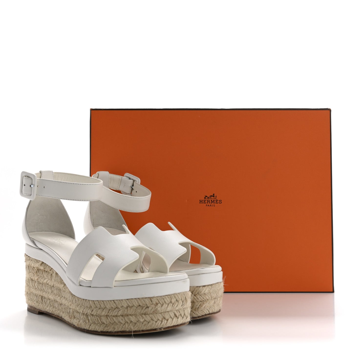 Goatskin Elda Espadrille Wedge Sandals 35 White