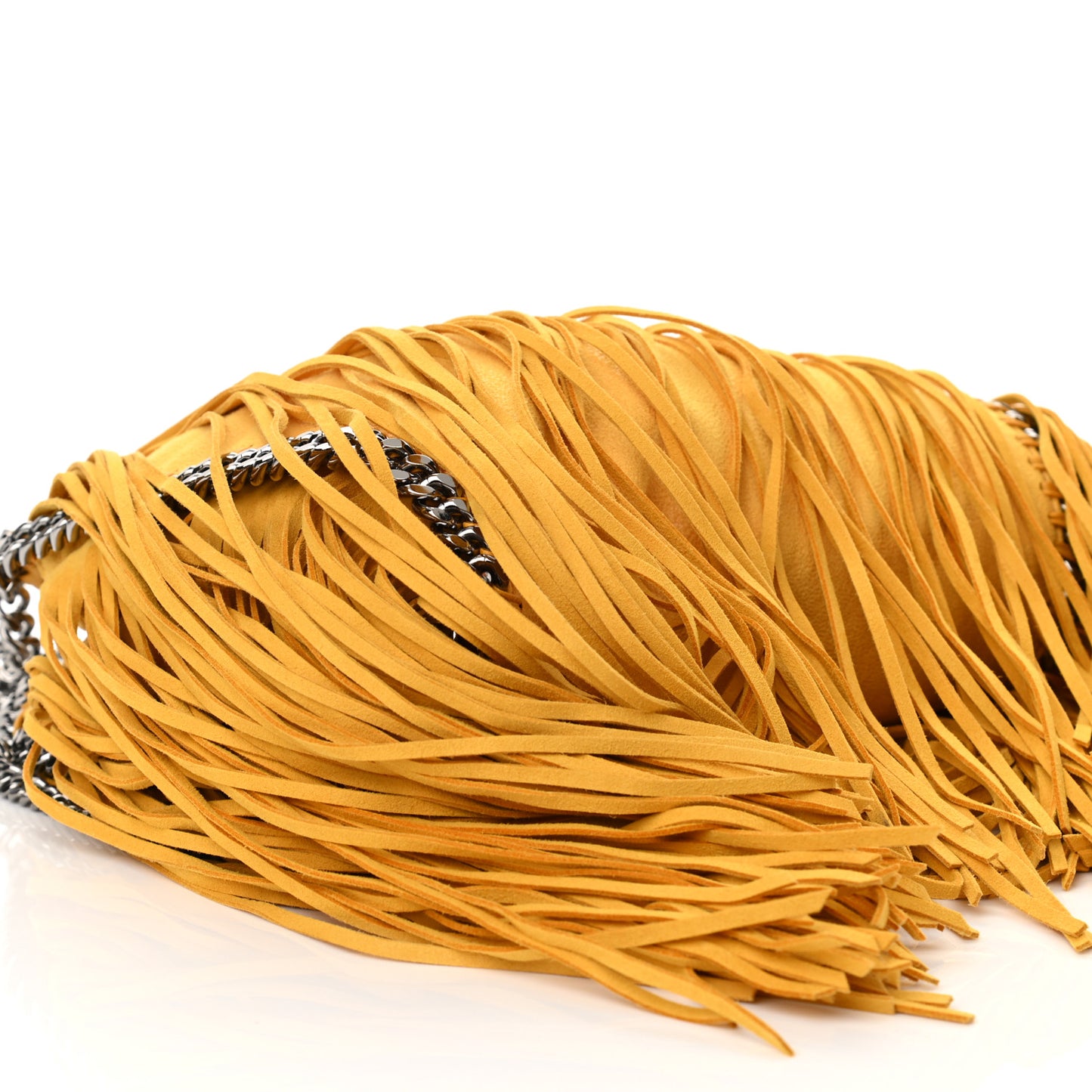 Shaggy Deer Fringe Mini Falabella Tote Lemon
