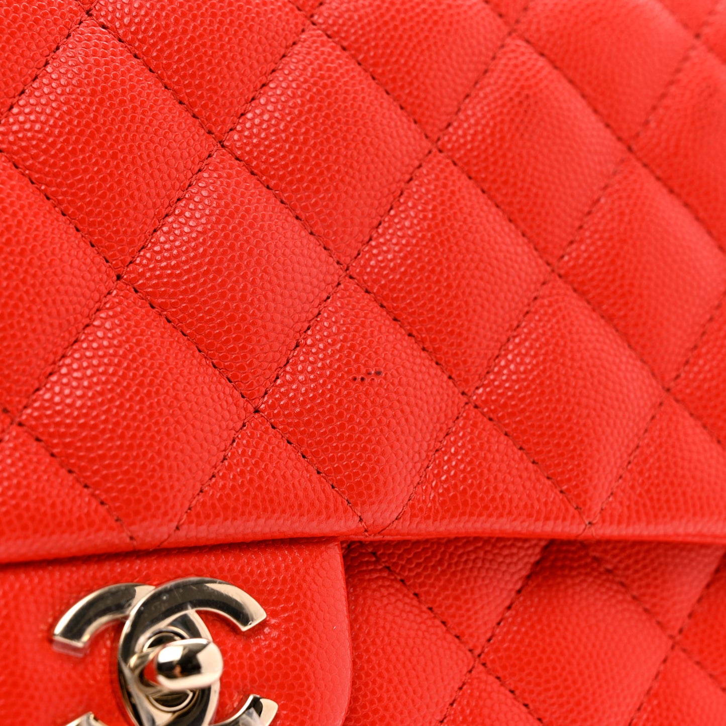 Caviar Quilted Flap Clutch Red