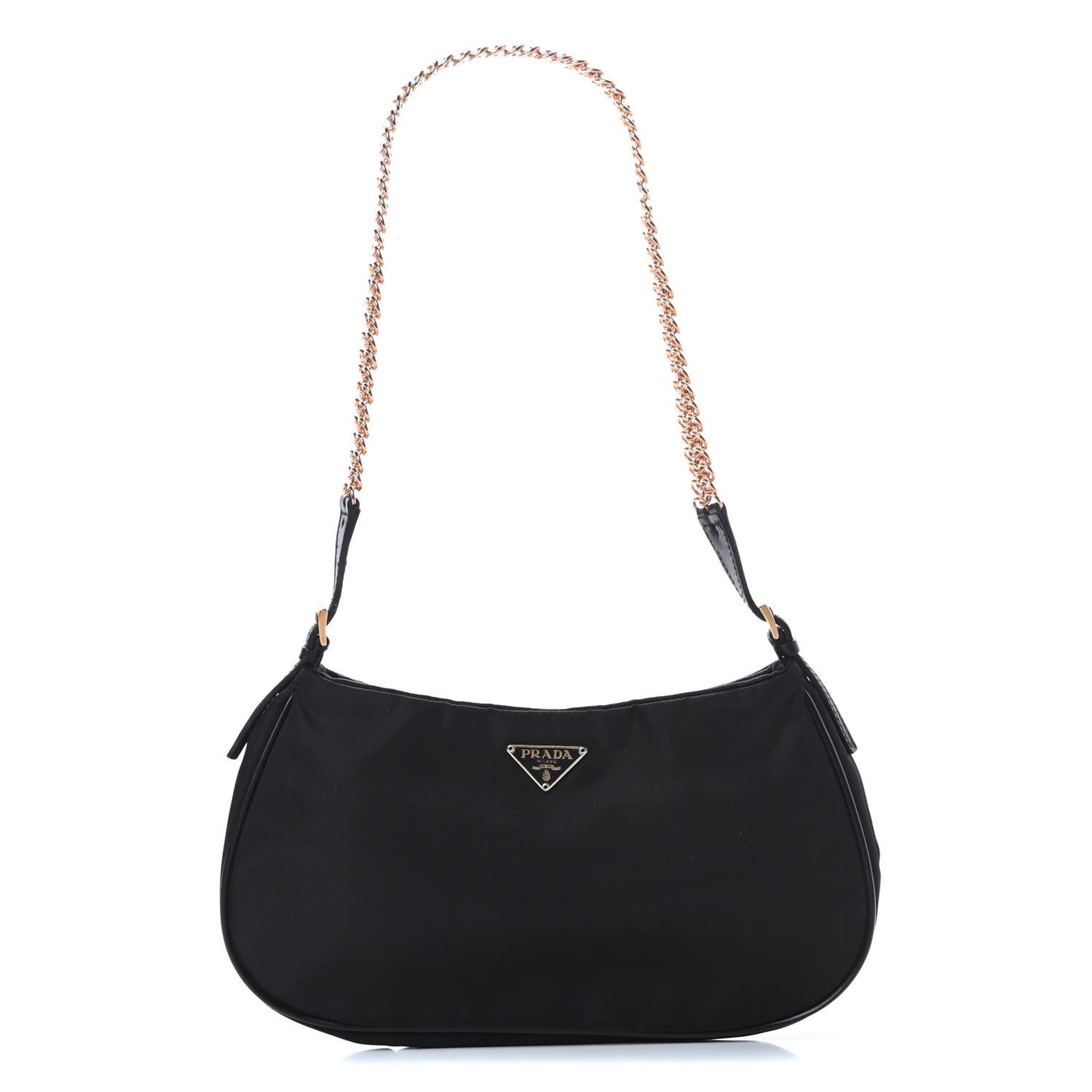 Tessuto Nylon Chain Shoulder Bag Black