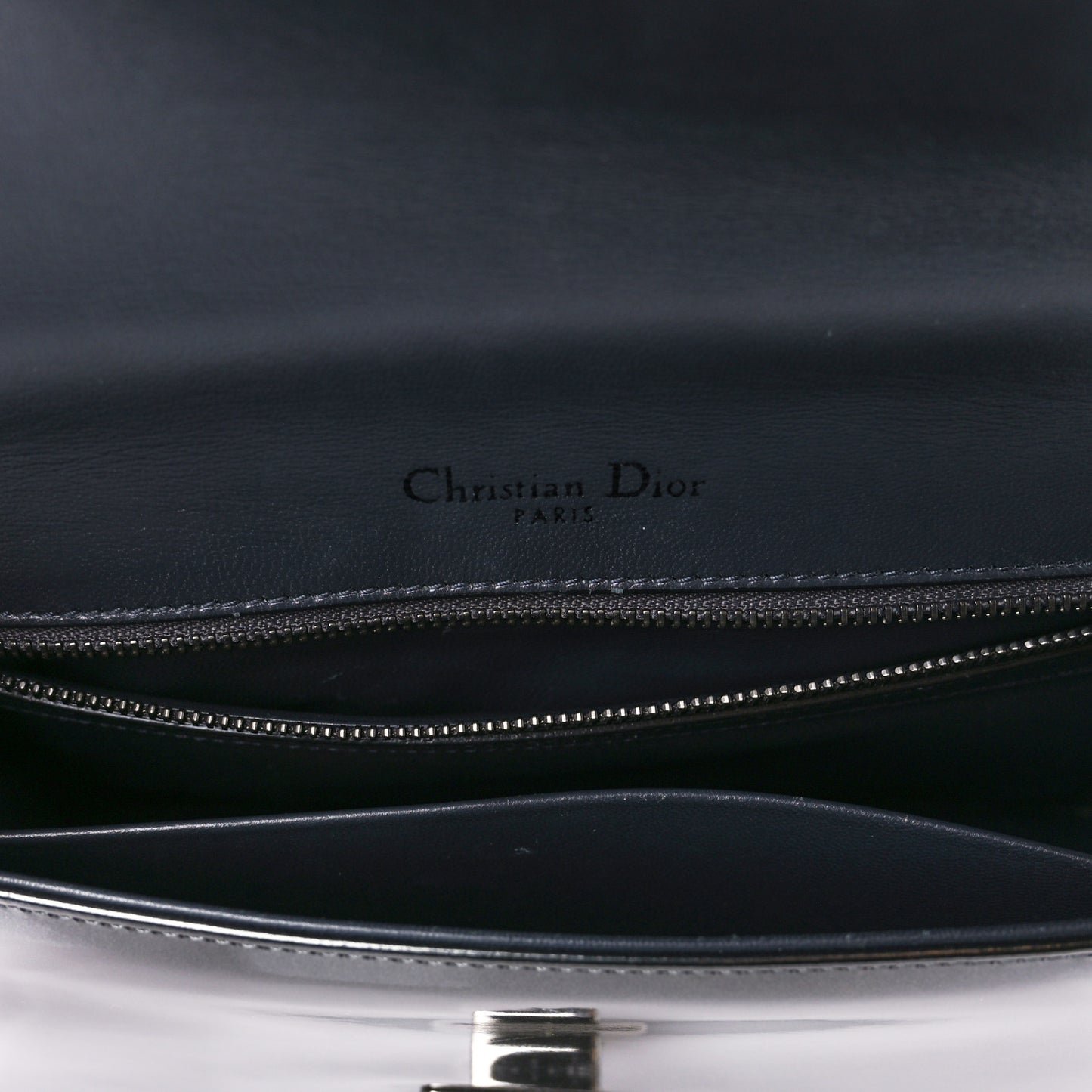 Metallic Calfskin Micro-Cannage Medium Diorama Flap Bag Graphite