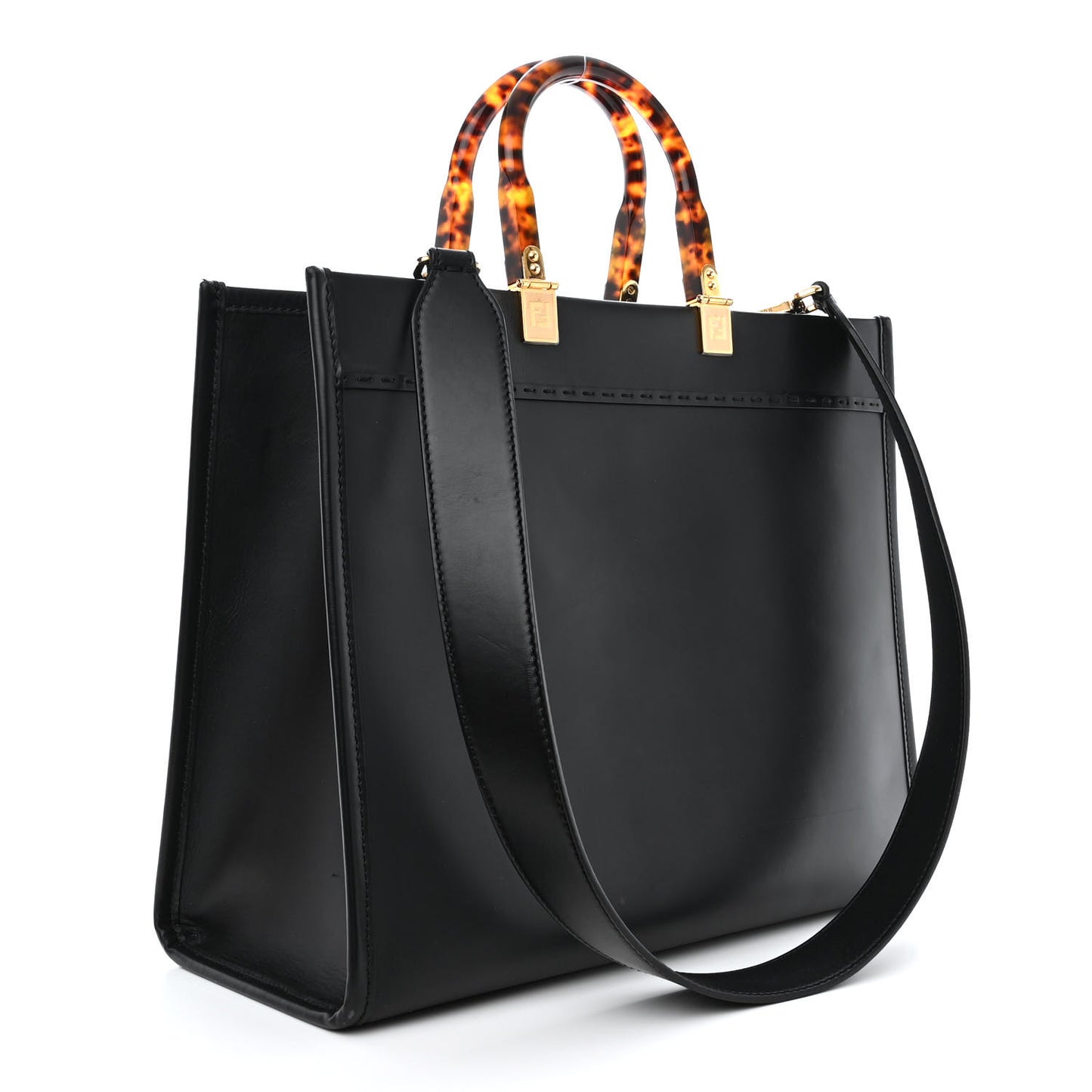 Vitello King Plexiglass Medium Fendi Sunshine Shopper Tote Black