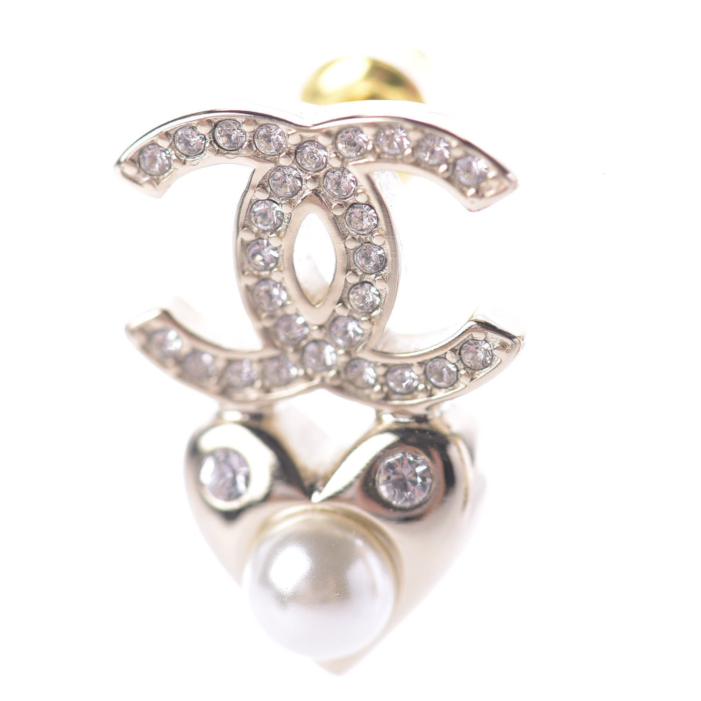 Crystal Pearl Charming Winter CC Star Heart Earrings Gold