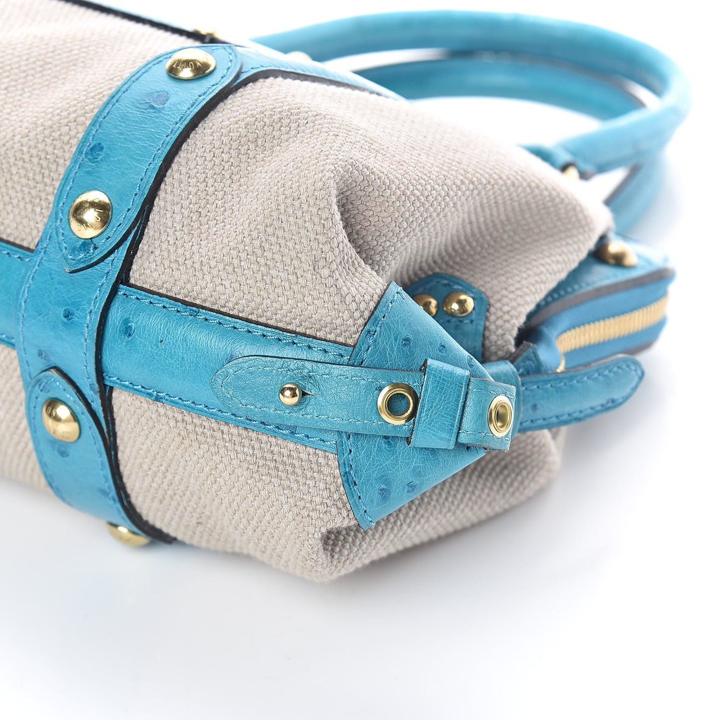 Toile Ostrich Trianon Sac De Nuit MM Turquoise