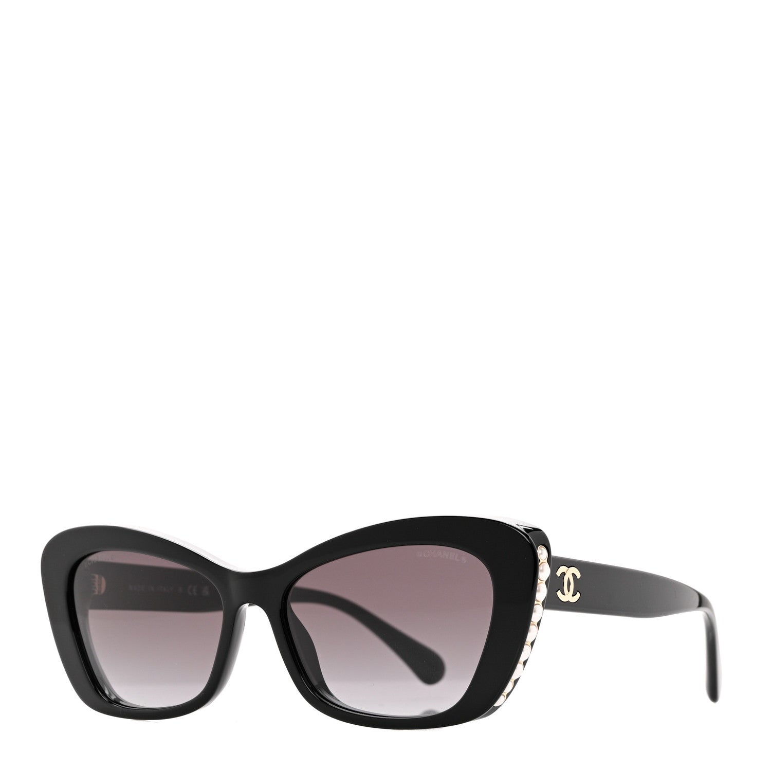 Chanel Acetate Pearl Cat Eye CC Sunglasses 5481-H Black  display picture 3