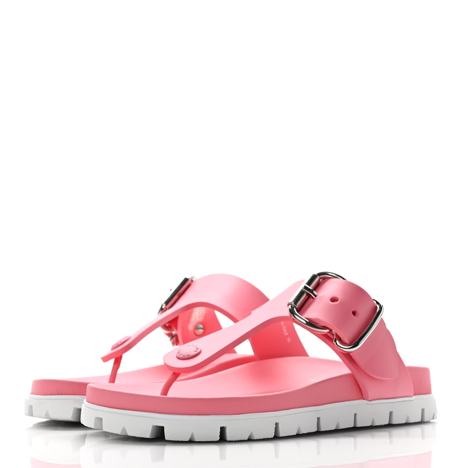Prada EVA Rubber Buckled Lug Sole 20mm Thong Sandals 36 Begonia 3 of 9