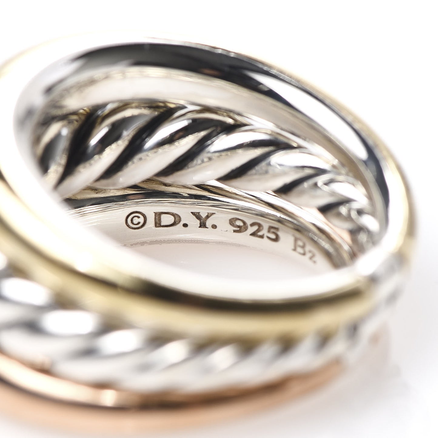 Sterling Silver Bronze Brass Pure Form Three-Row Ring 56 7.5