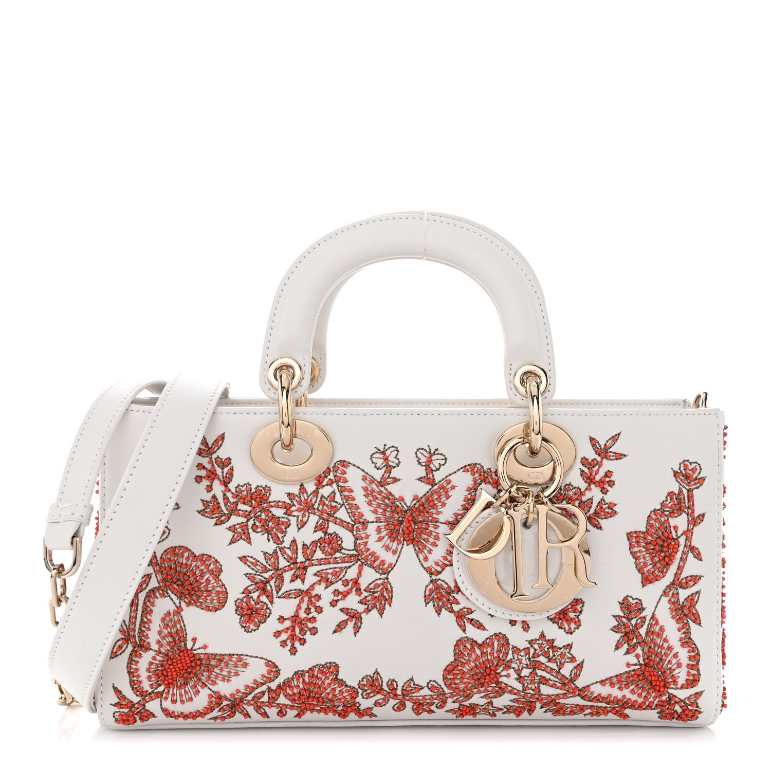 Christian Dior Calfskin Bead Embroidered Ramage Butterfly Lady D