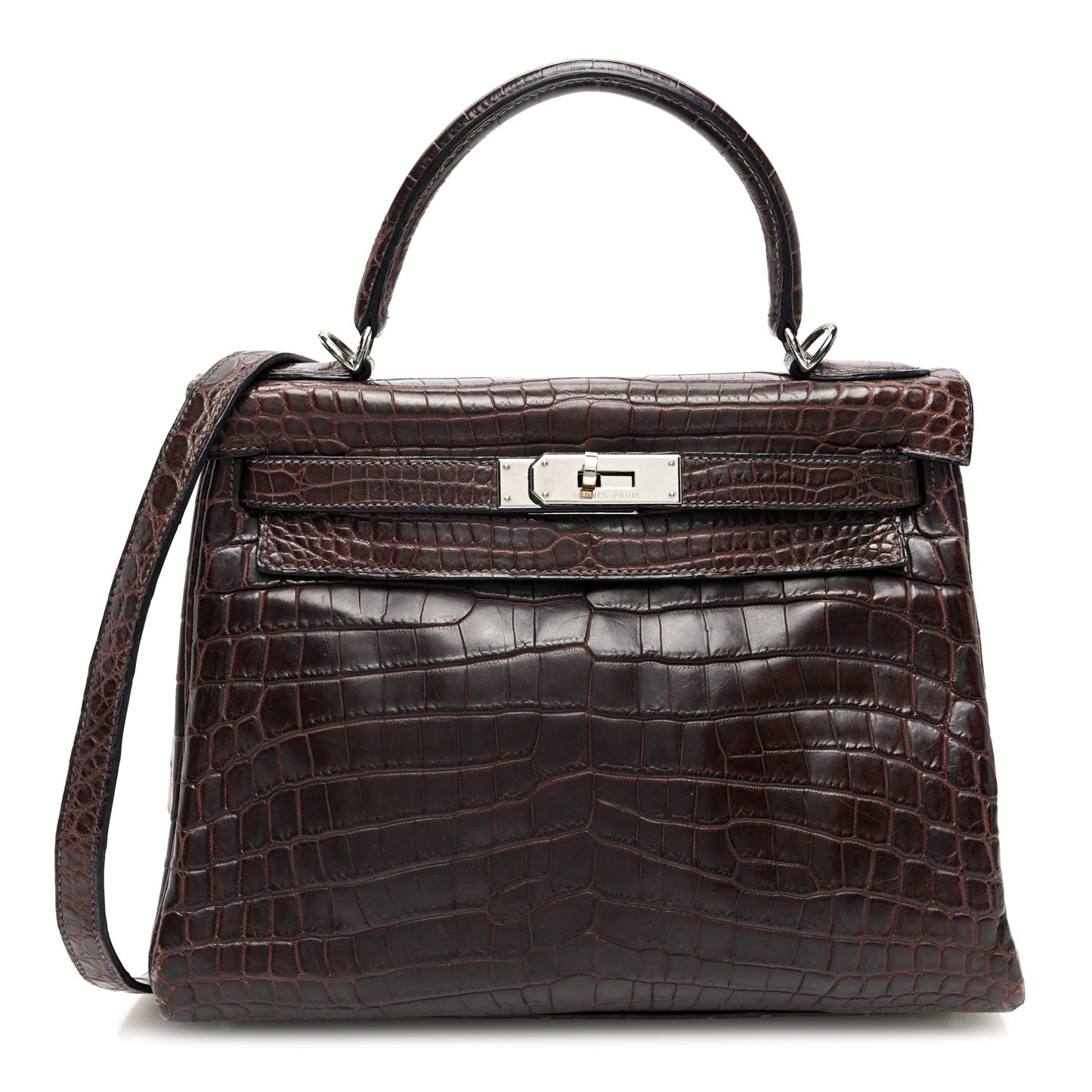 Matte Niloticus Crocodile Kelly Retourne 28 Havane