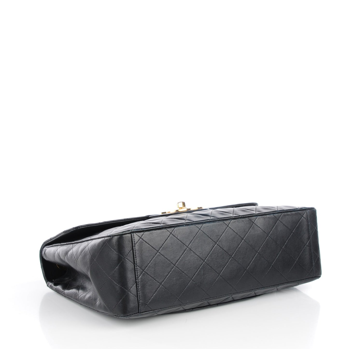 Lambskin Quilted XL Jumbo Single Flap Black