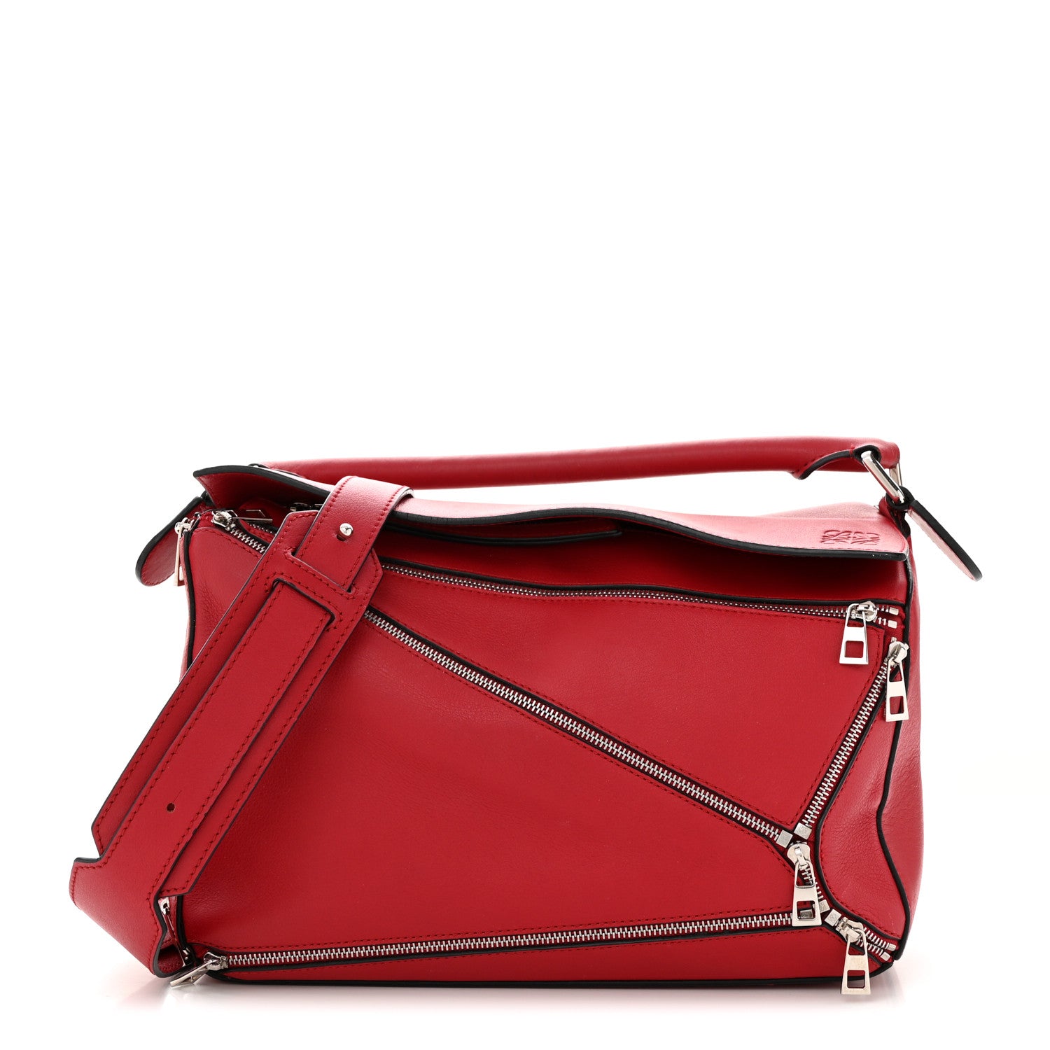 Loewe Calfskin Zipper Puzzle Bag Red 1428319 – FASHIONPHILE