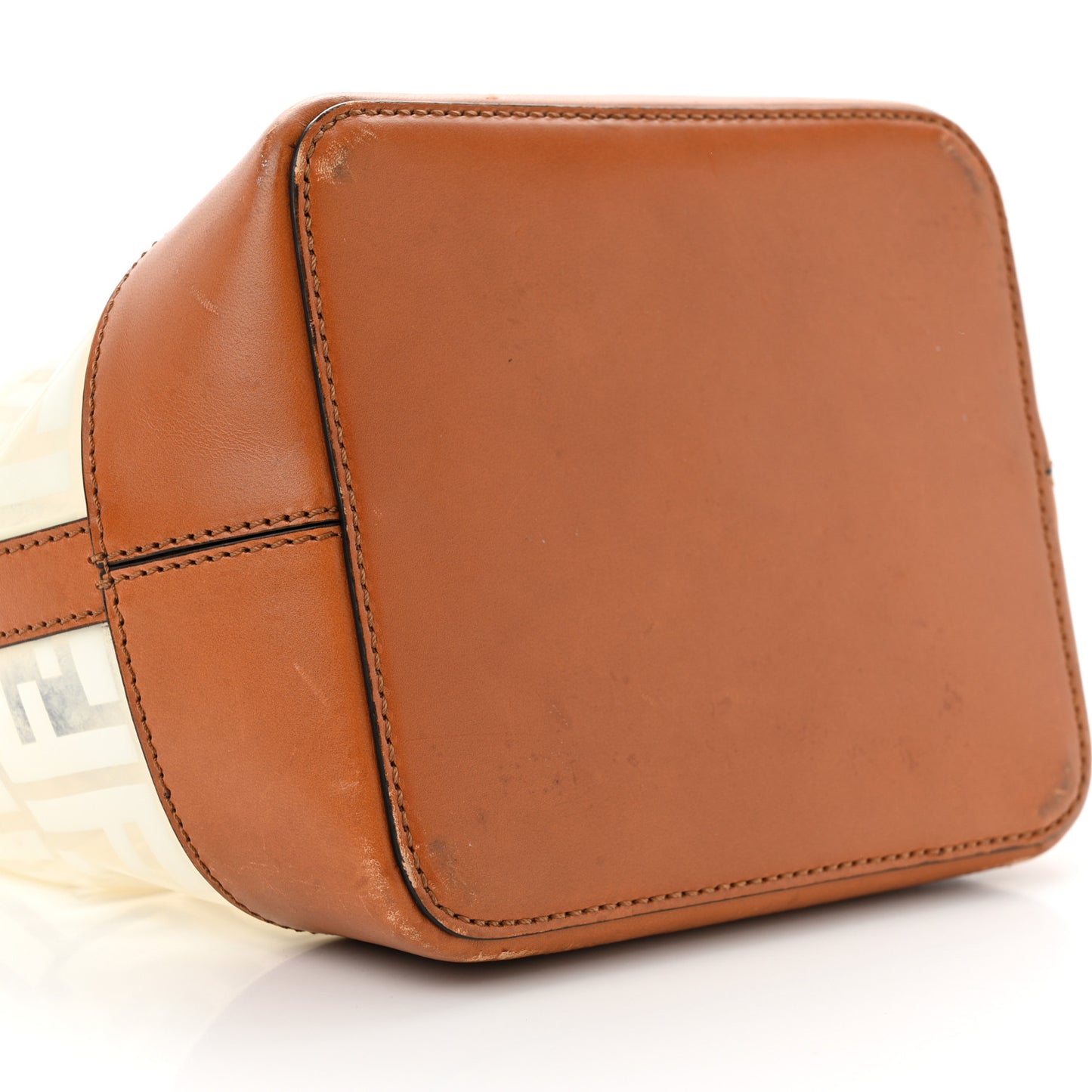 TPU FF Vitello Aura F is Fendi Grande Mon Tresor Bucket Bag White Cuoio