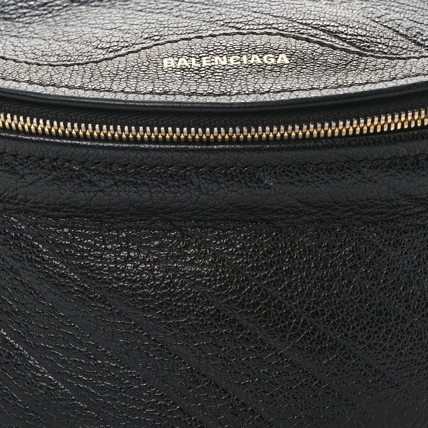 Balenciaga Shiny Goatskin Allover Logo Embossed XXS Souvenir Belt Bag Black 7 of 10