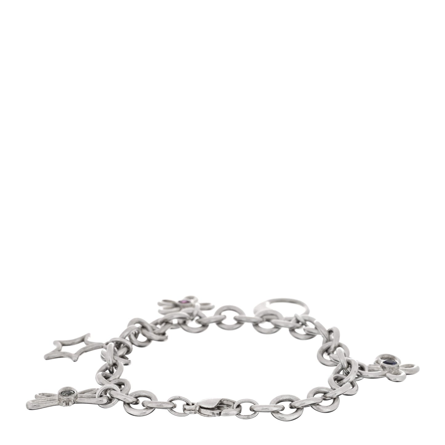Sterling Silver Peridot Rhodolite Iolite Charm Bracelet