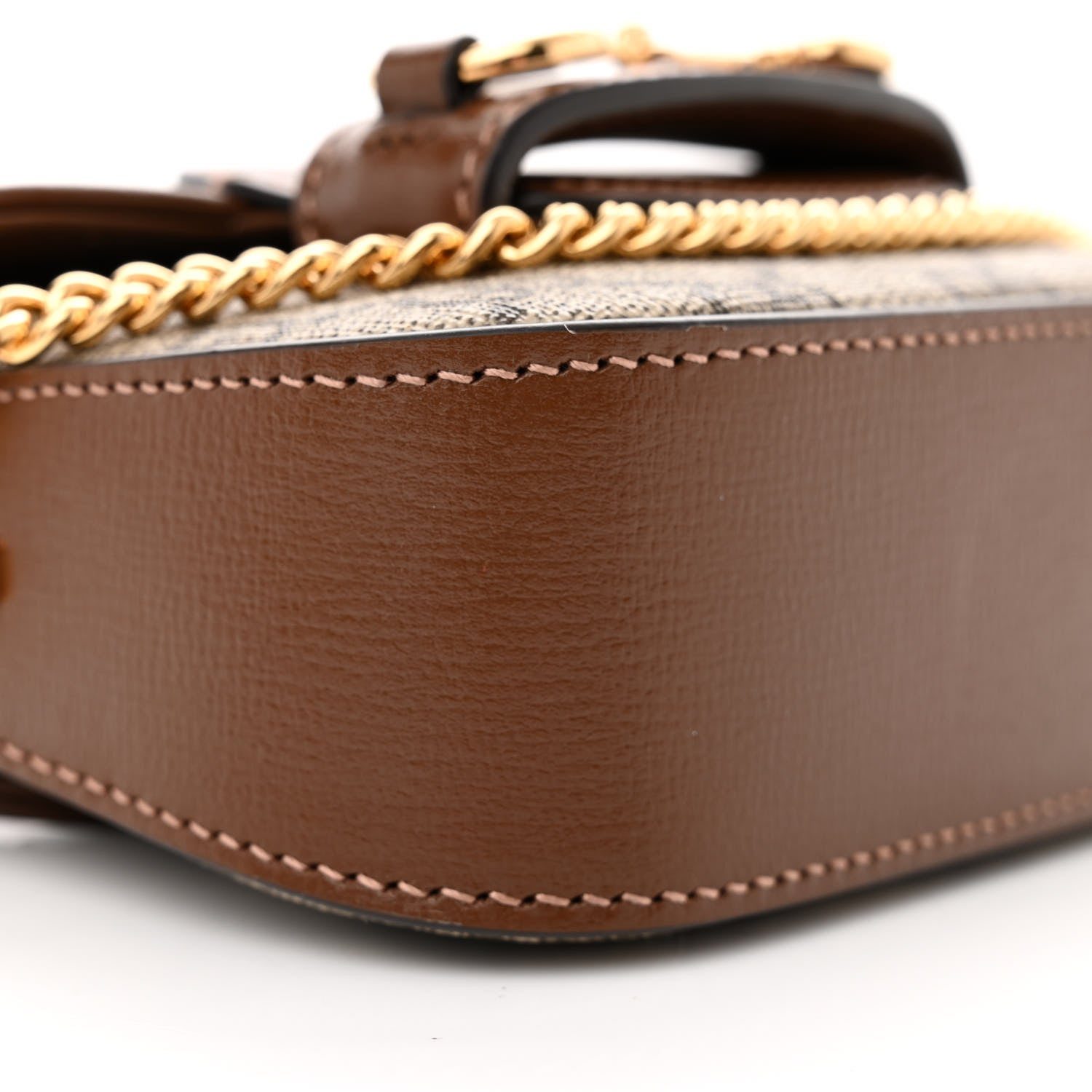 Gucci GG Supreme Monogram Azalea Calfskin Web Horsebit 1955 Wallet On Strap Beige Ebony Brown Sugar 9 of 13