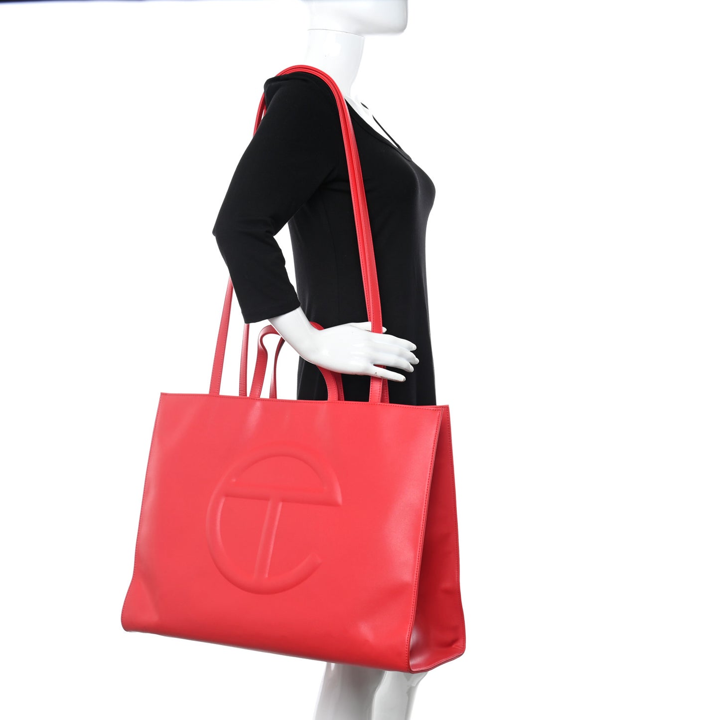 Vegan Leather Large Shopping Bag Red