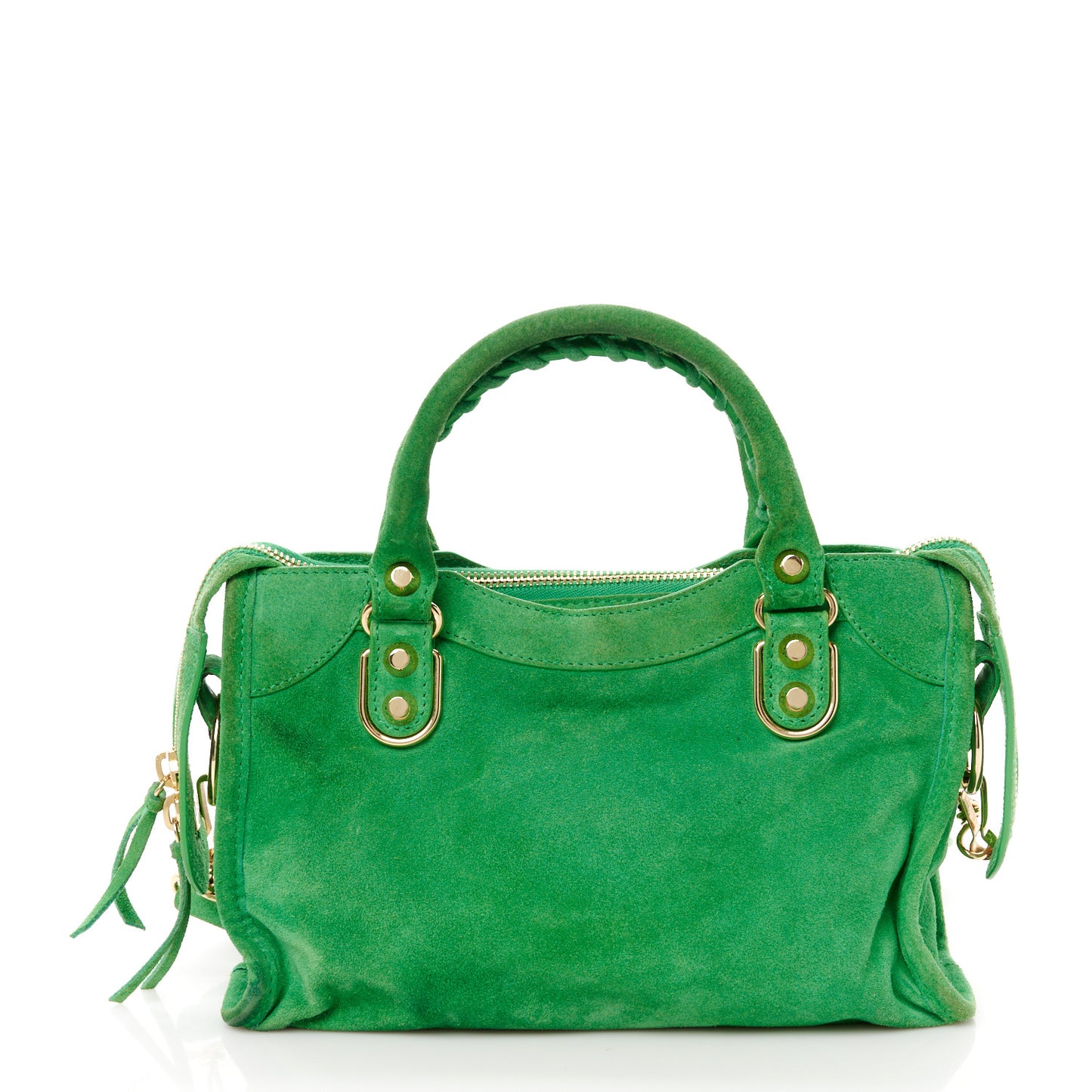 Baby Daim Suede Gold Metallic Edge Hardware Mini City Vert Fluo