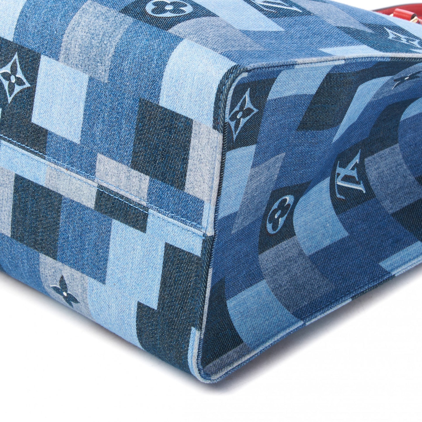 Denim Damier Monogram Onthego Blue Rouge