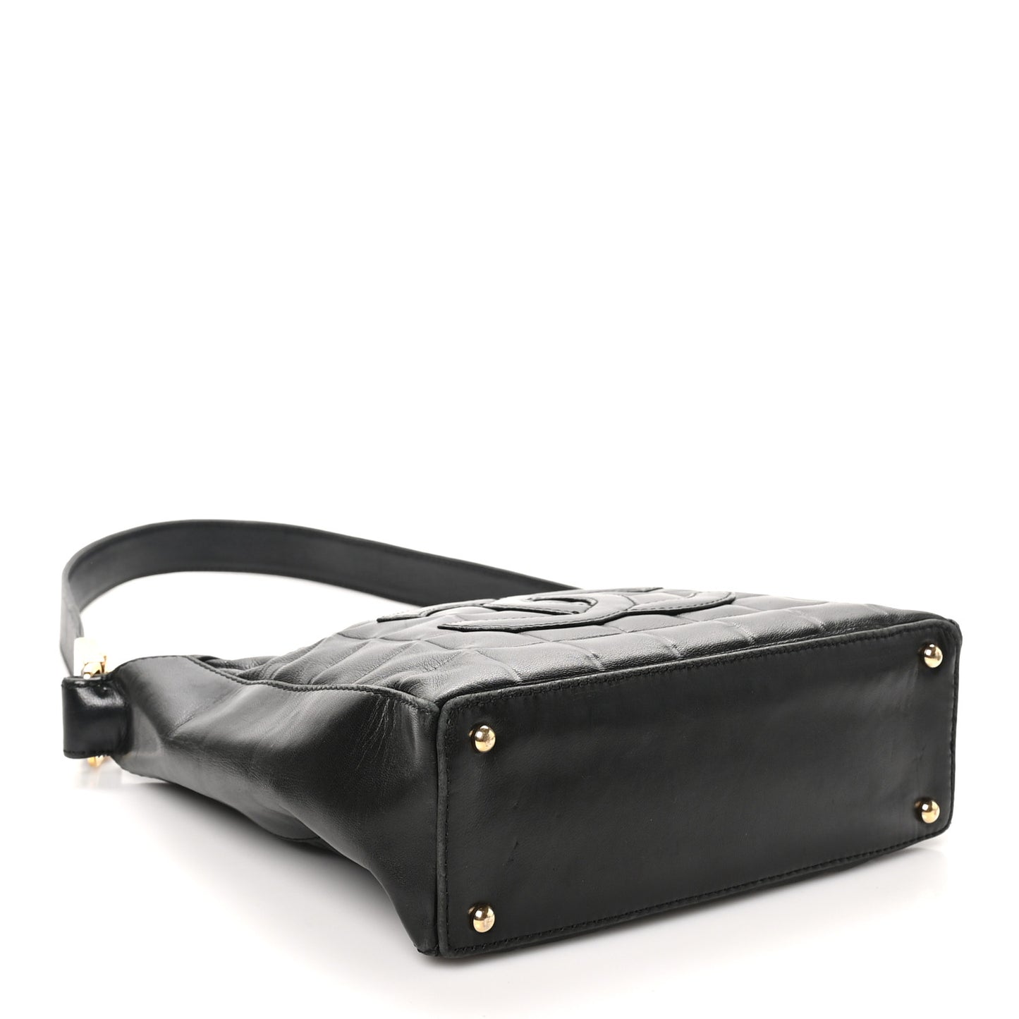 Lambskin Quilted Small Chocolate Bar Shoulder Bag Black