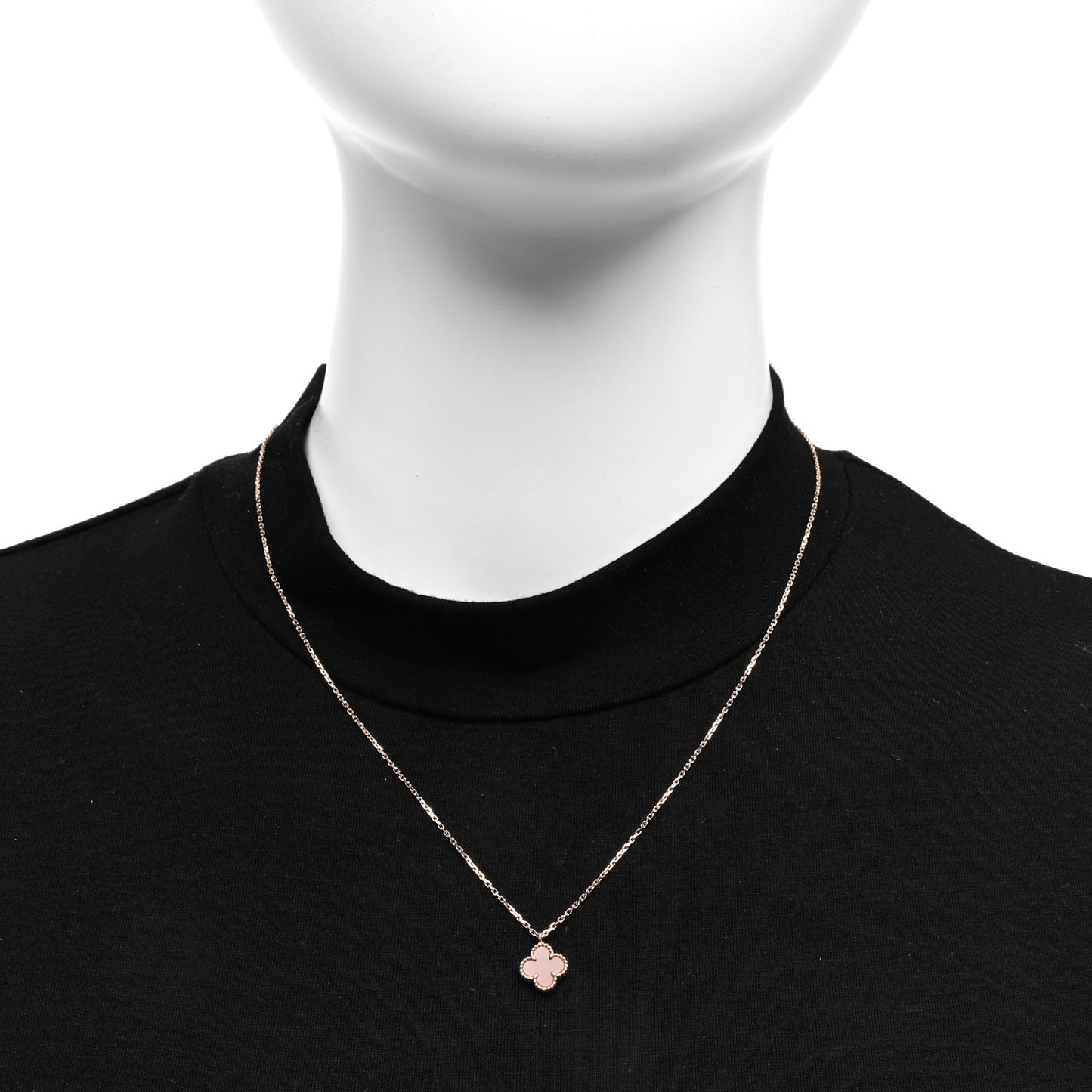 18K Rose Gold Carnelian Sweet Alhambra Pendant Necklace