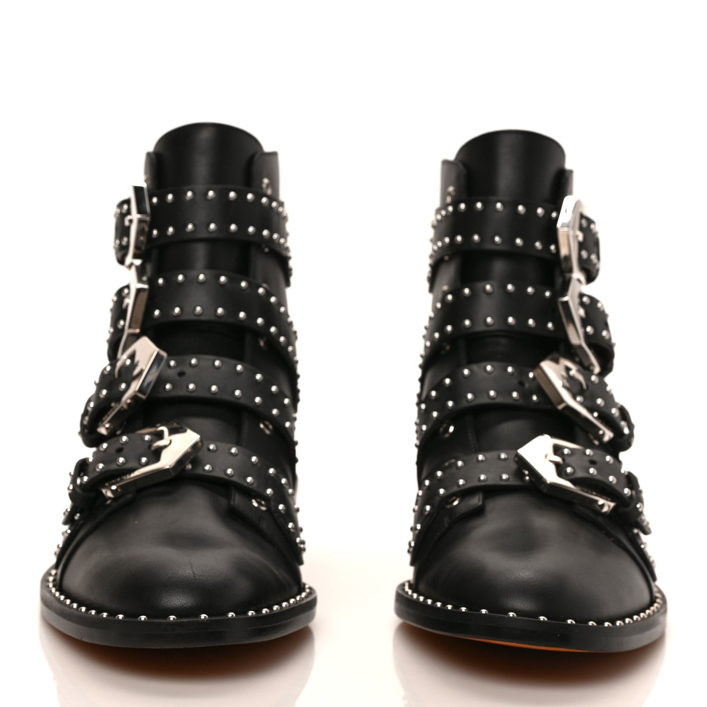 Calfskin Studded Prue Buckle Bootie 35.5 Black