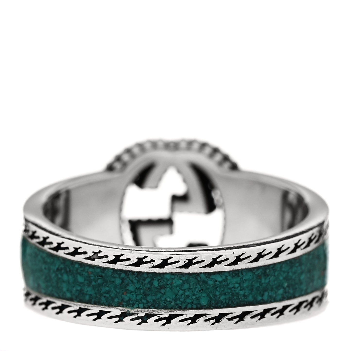 Sterling Silver Resin Interlocking G Band Ring 64 10.75 Turquoise
