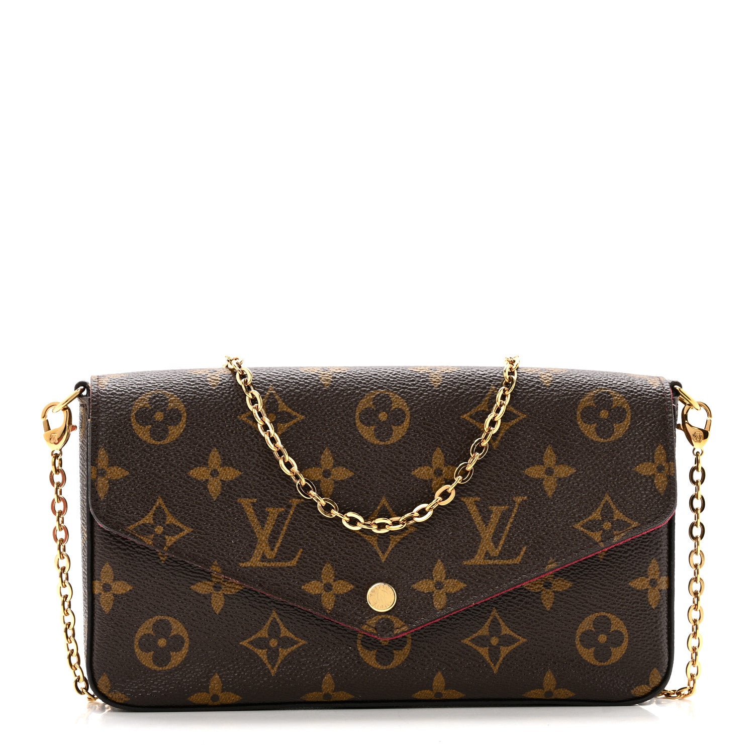 LOUIS VUITTON シルクハンカチ チェーンデザイン Louis Vuitton Monogram Pochette Felicie Chain Wallet Fuchsia
