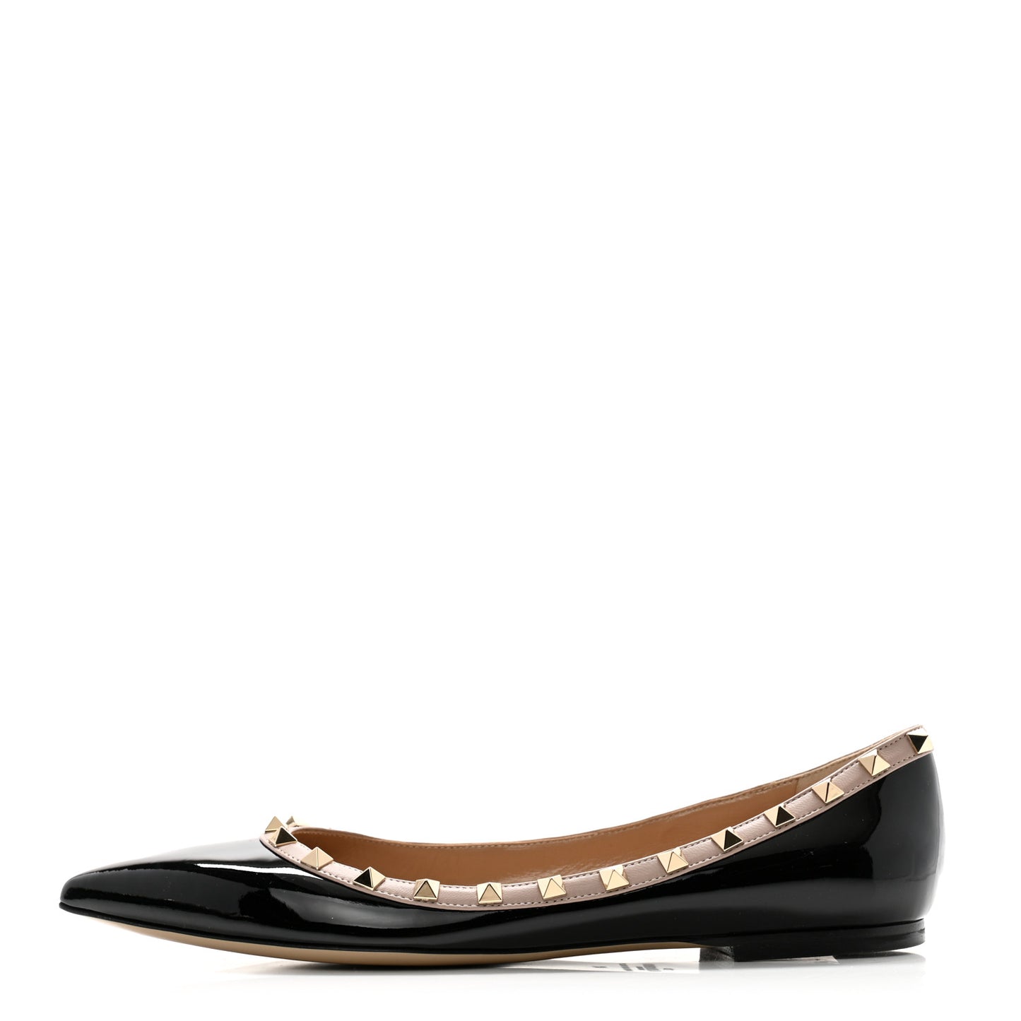 Patent Nappa Rockstud Ballerina Flats 41 Black Poudre