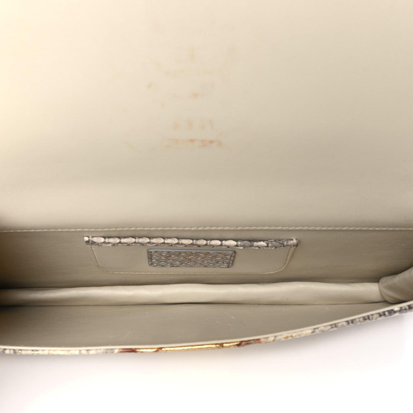 Metallic Snakeskin Lady Dior Croisiere Chain Clutch Beige Gold